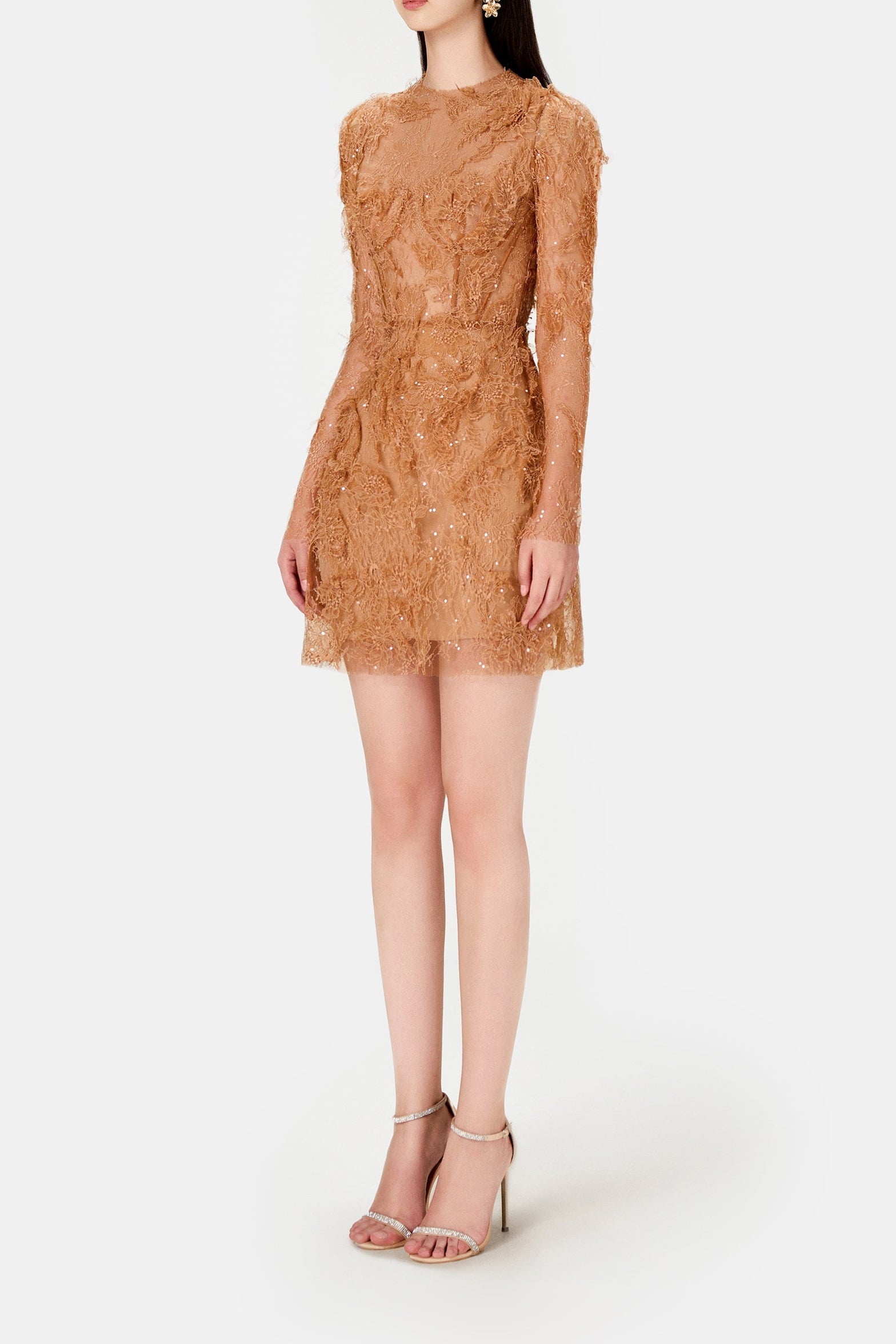 HONEY BEADED LACE MINI DRESS FOR COCKTAIL PARTY