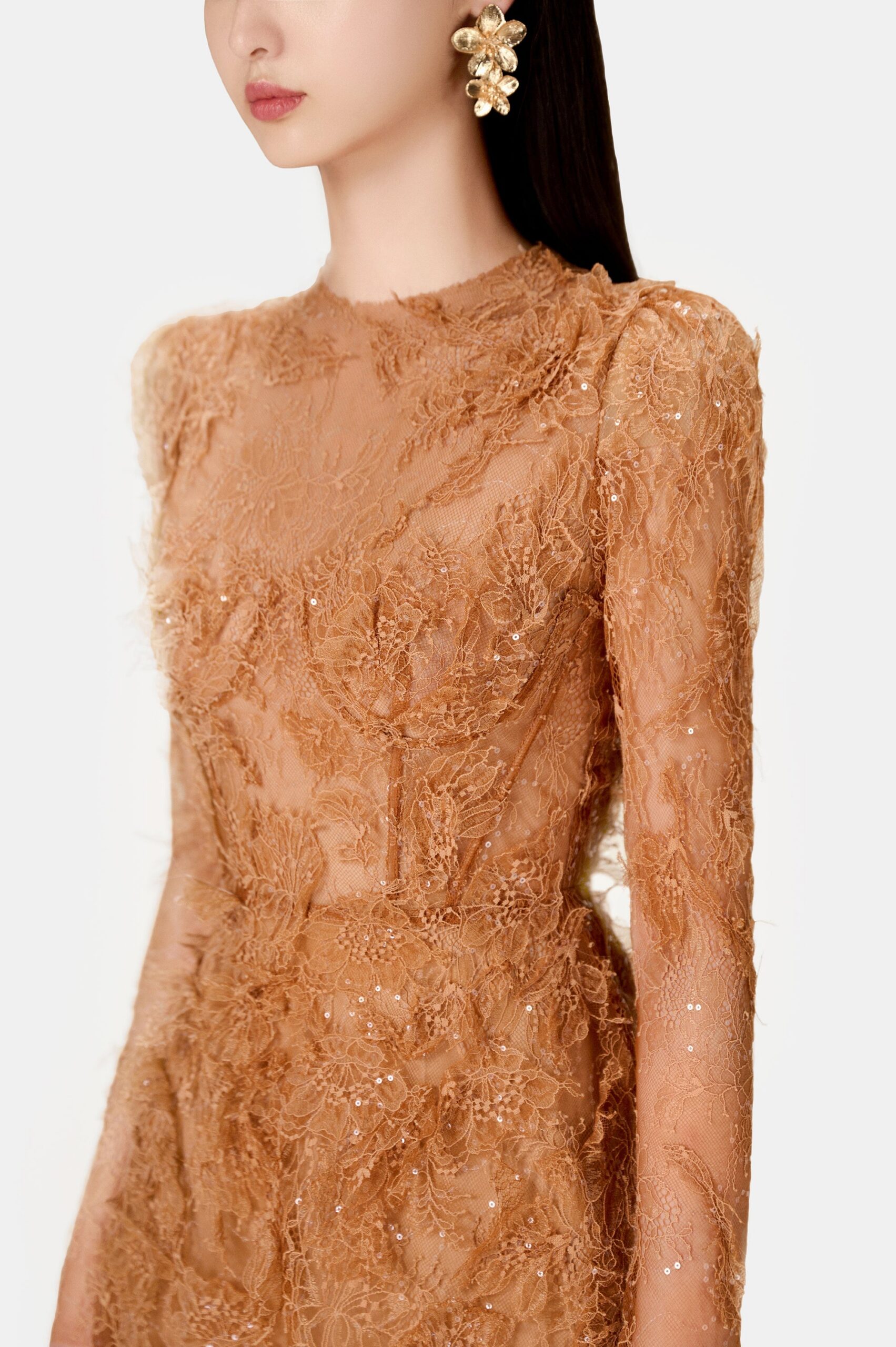 HONEY BEADED LACE MINI DRESS FOR COCKTAIL PARTY