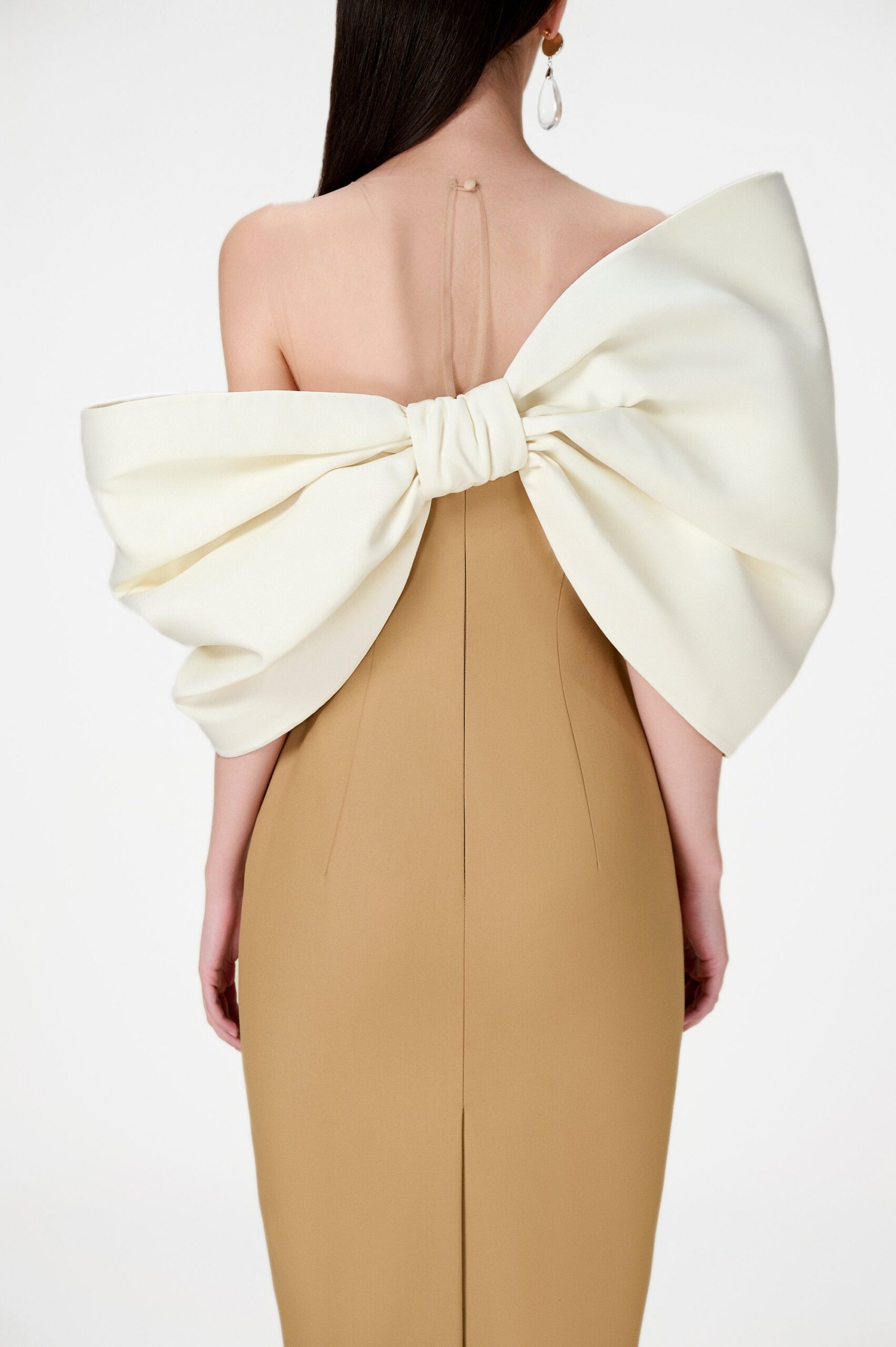 CAMEL BIG BOW PARTY DRESS