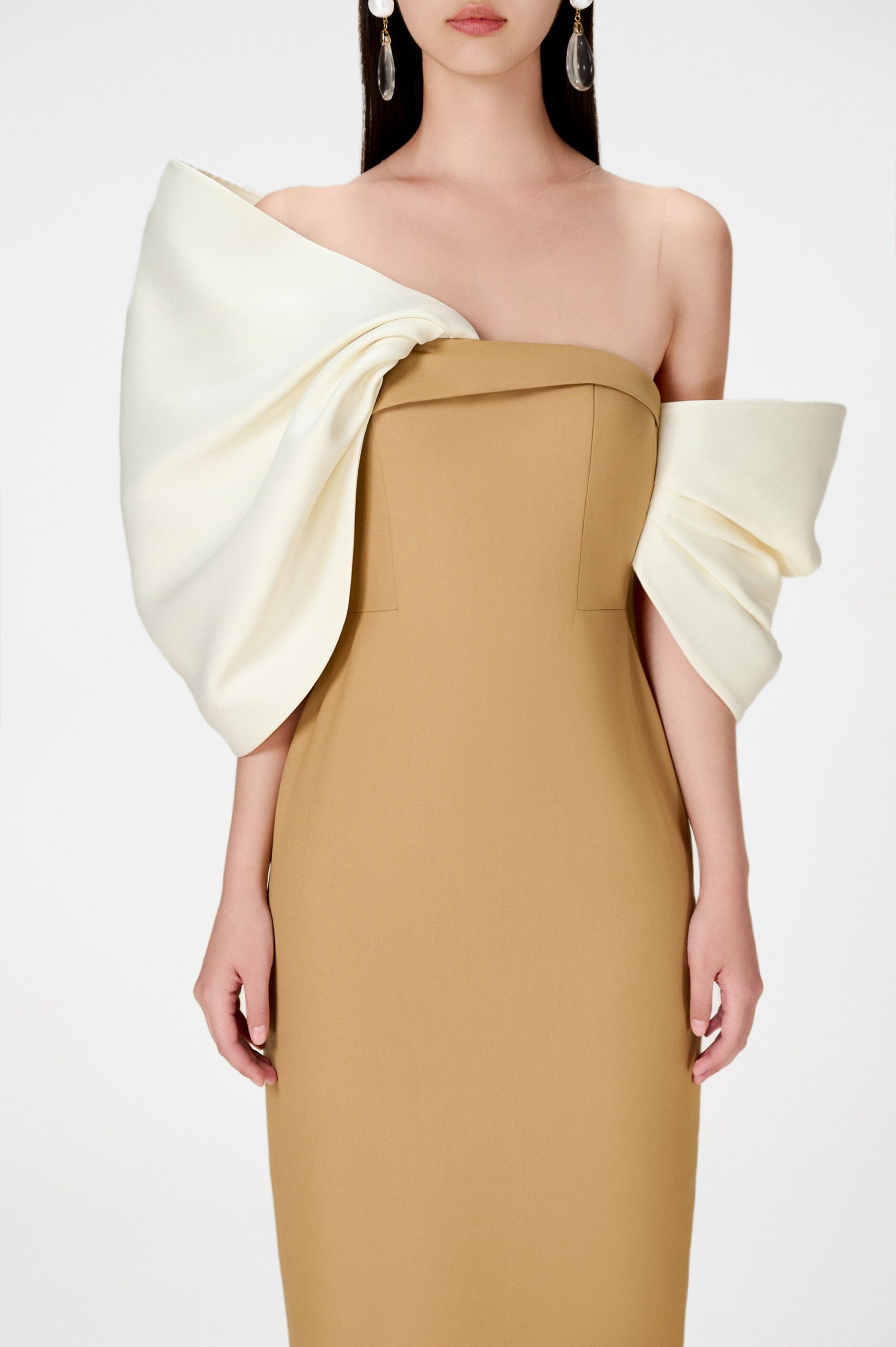 CAMEL BIG BOW PARTY DRESS