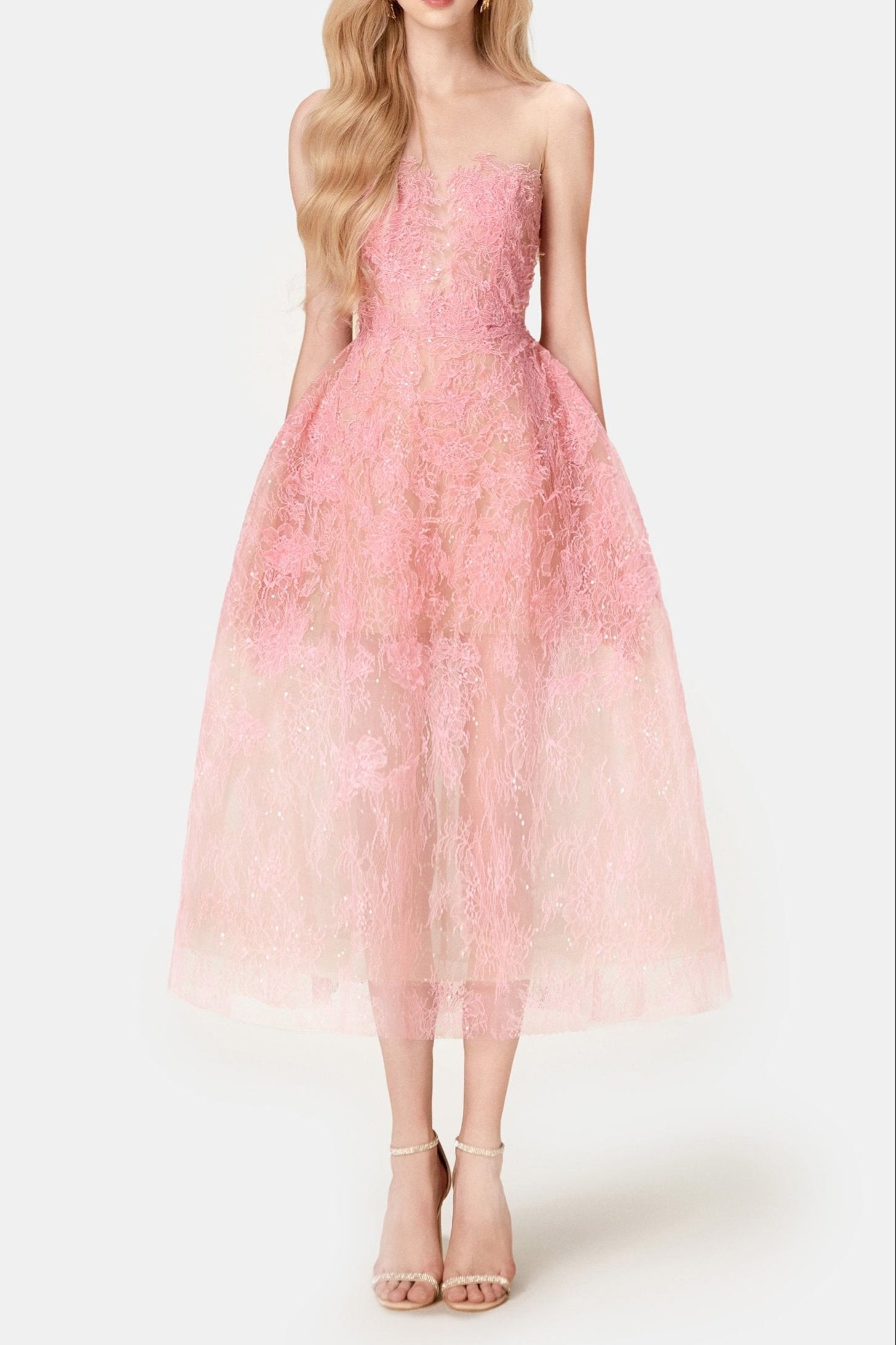 PINK BEADED LACE PARTY DRESS