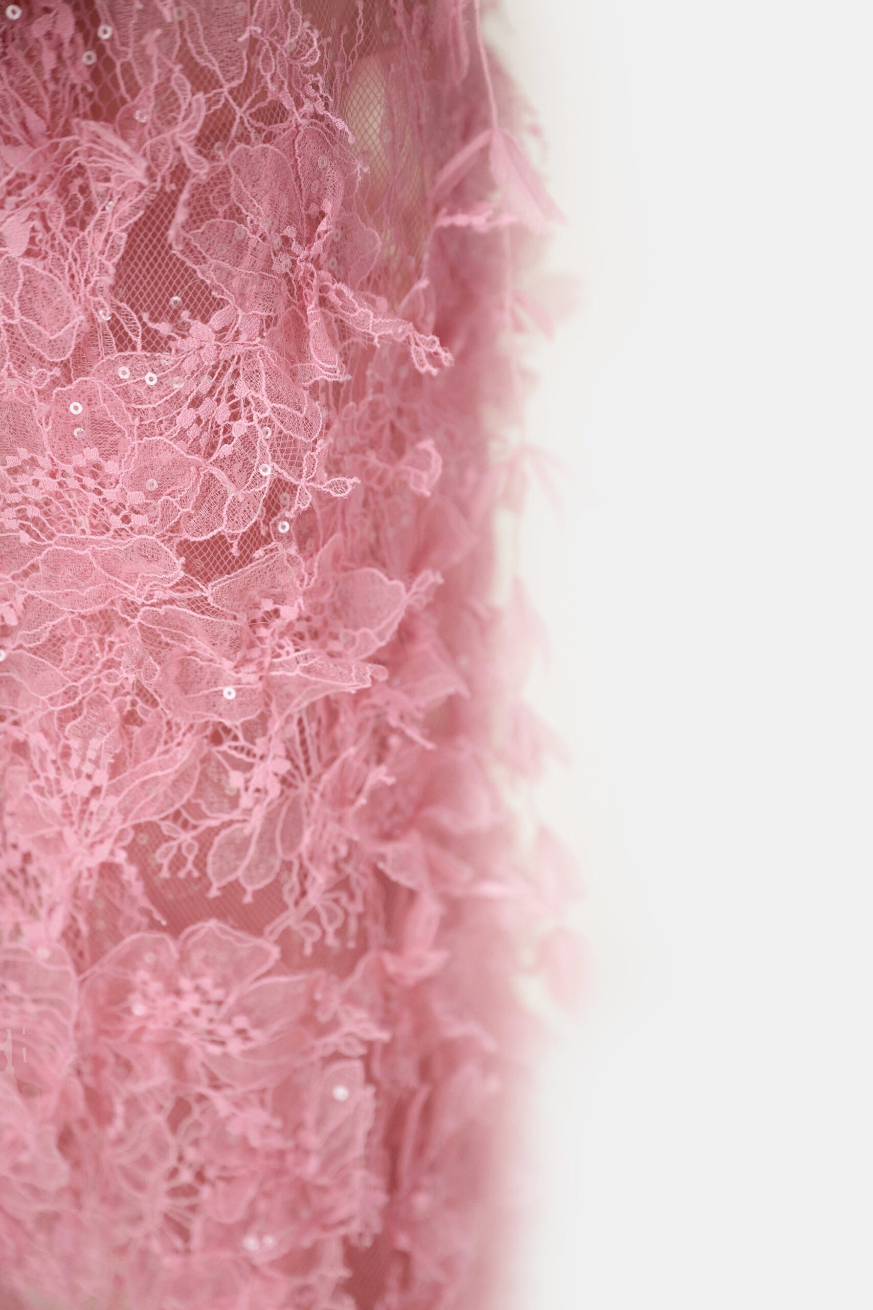 PINK BEADED LACE PENCIL COCKTAIL DRESS