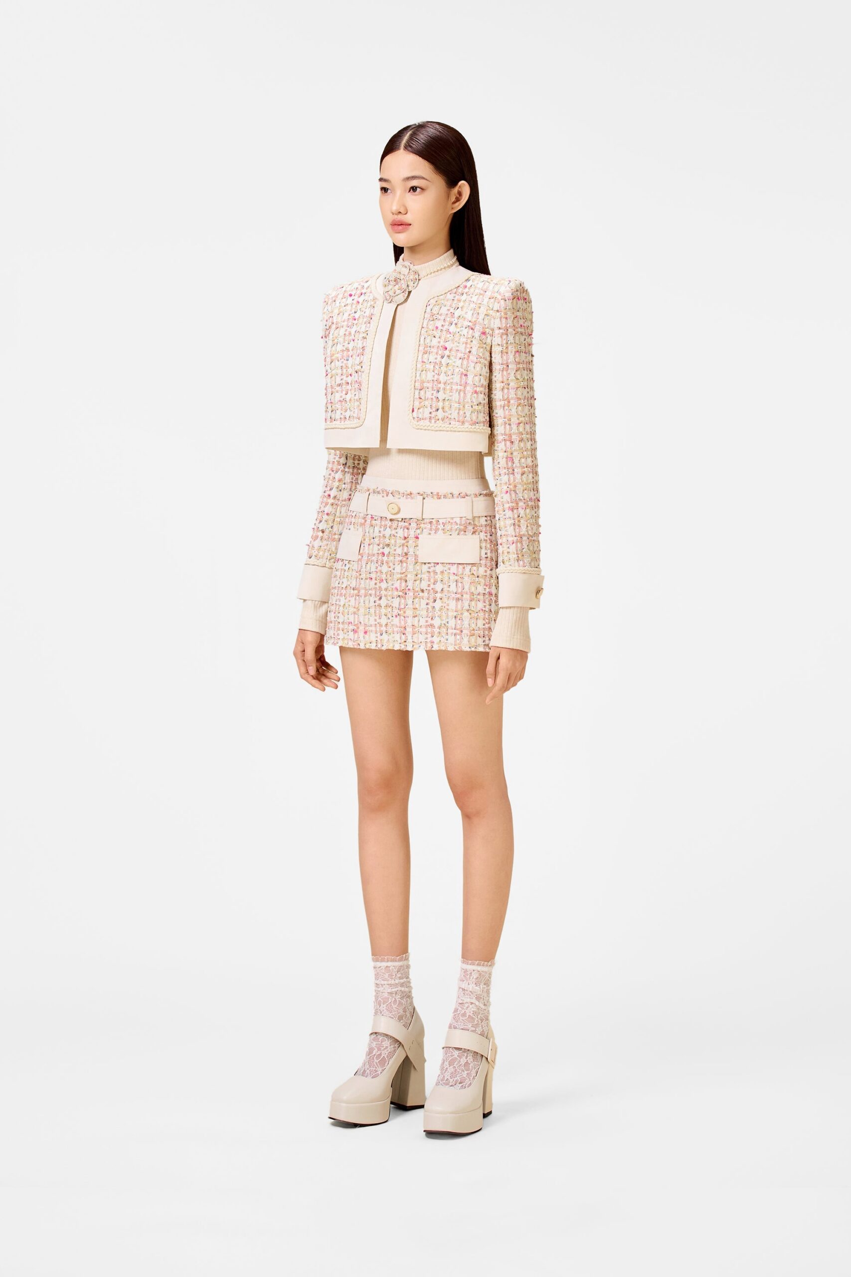 PINK TWEED JACKET FOR WOMEN CHIC BLAZER