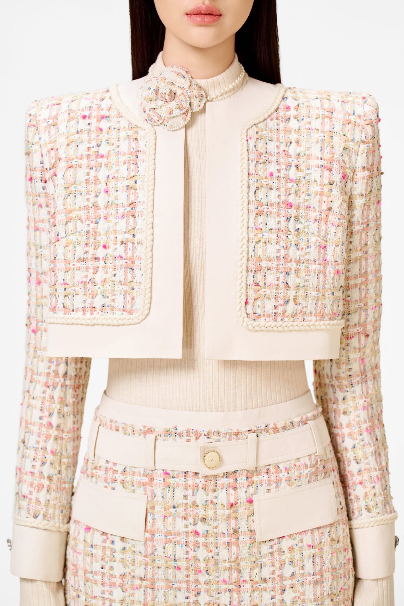 PINK TWEED JACKET FOR WOMEN CHIC BLAZER