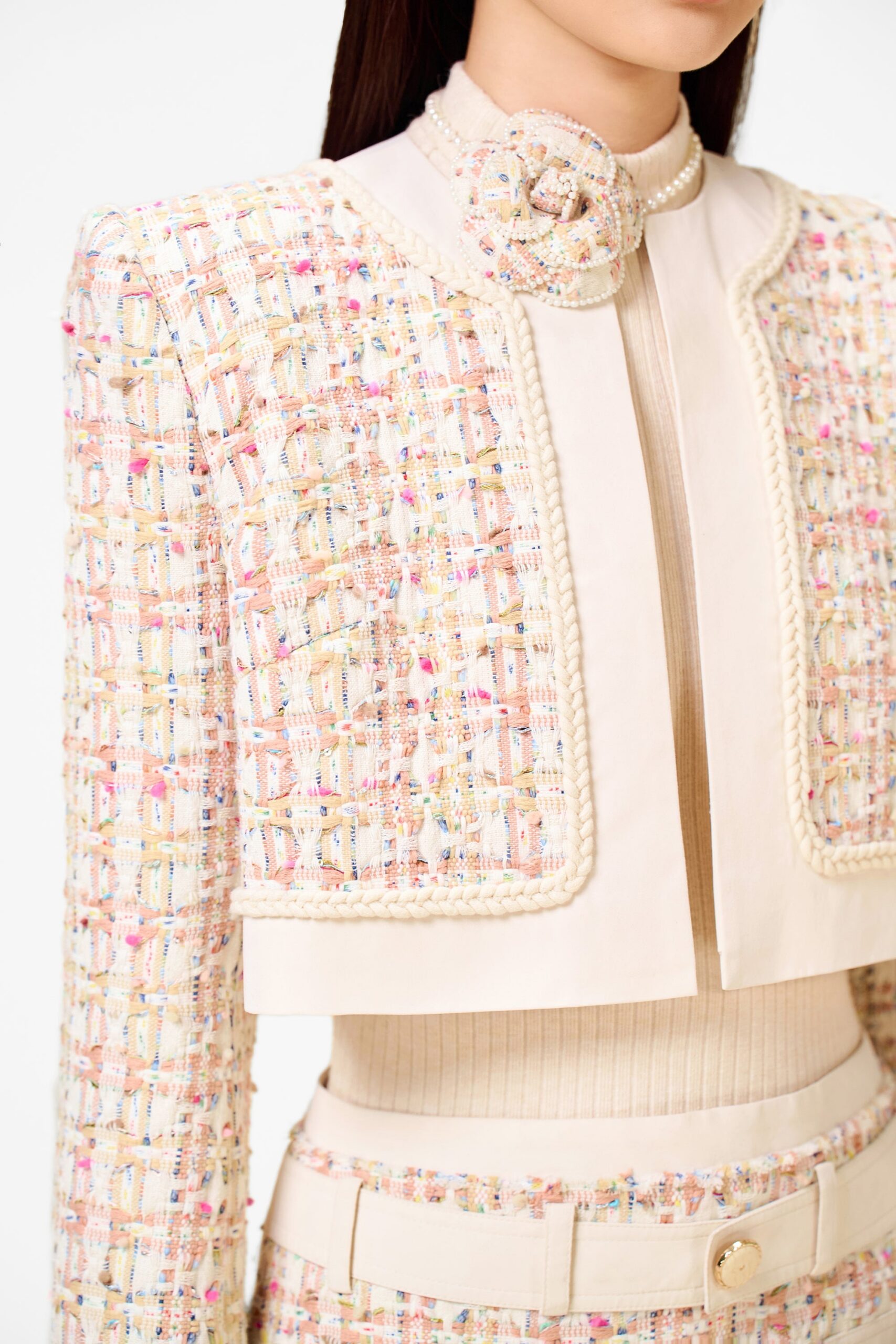 PINK TWEED JACKET FOR WOMEN CHIC BLAZER
