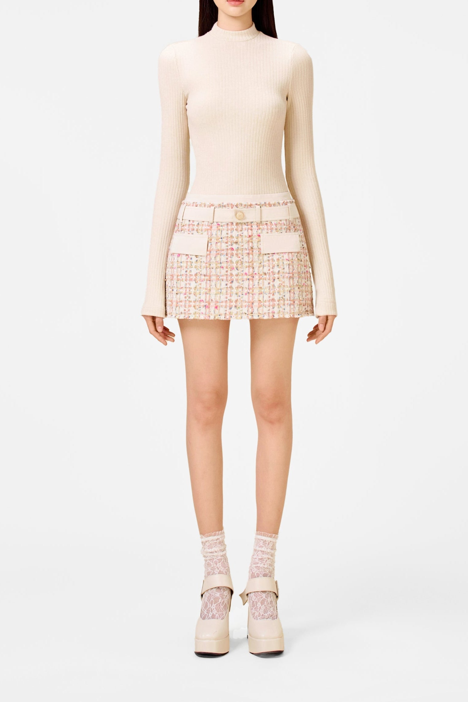 Lobb34145_8b0141b9-8e72-42da-8dd0-ab6dd55cc7a1 PINK TWEED MINI SKIRT FOR PARTY