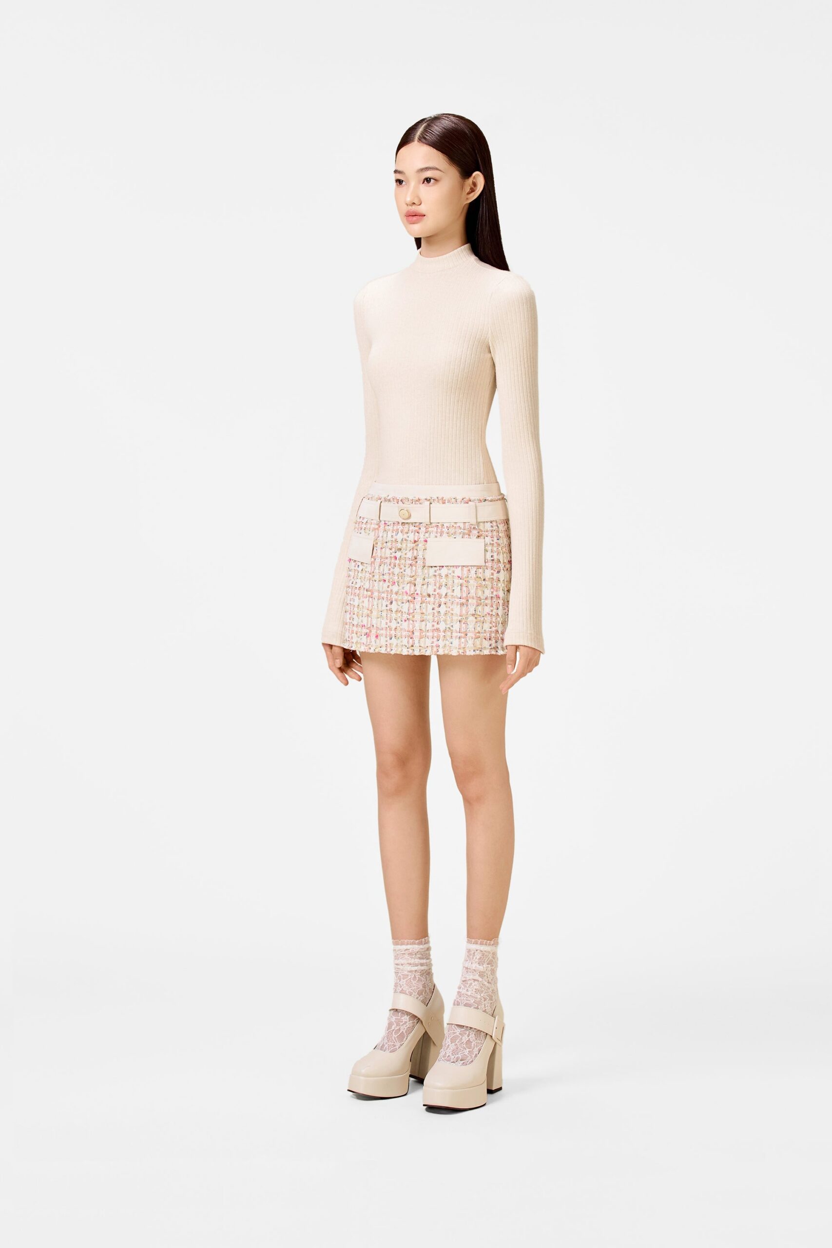 PINK TWEED MINI SKIRT FOR PARTY
