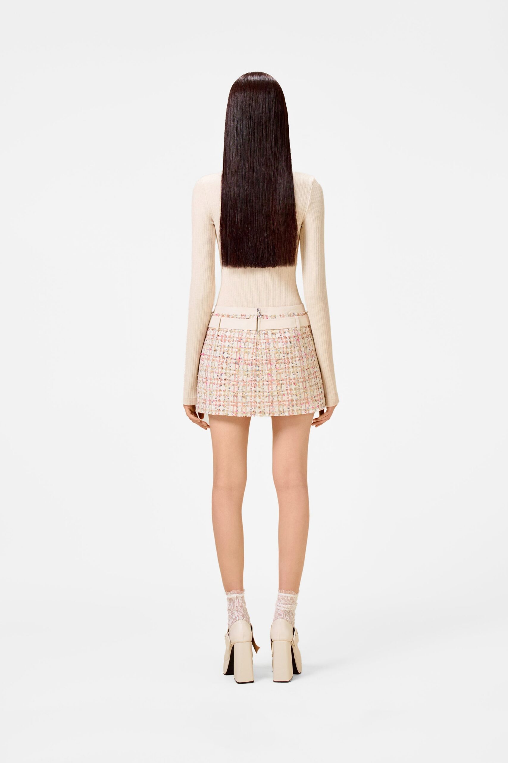 PINK TWEED MINI SKIRT FOR PARTY