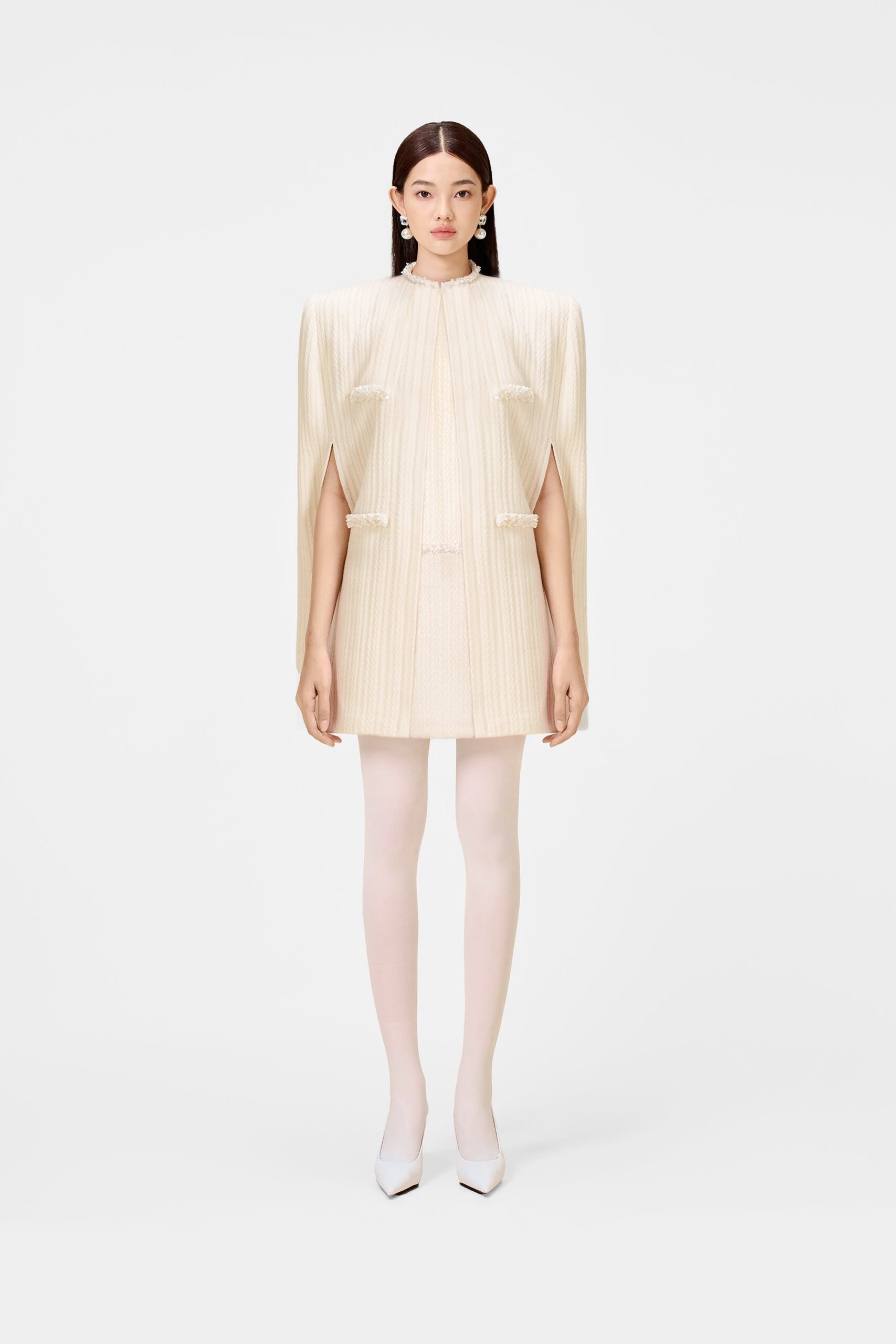 CRYSTAL BEADED KNIT CAPE FOR EVENING