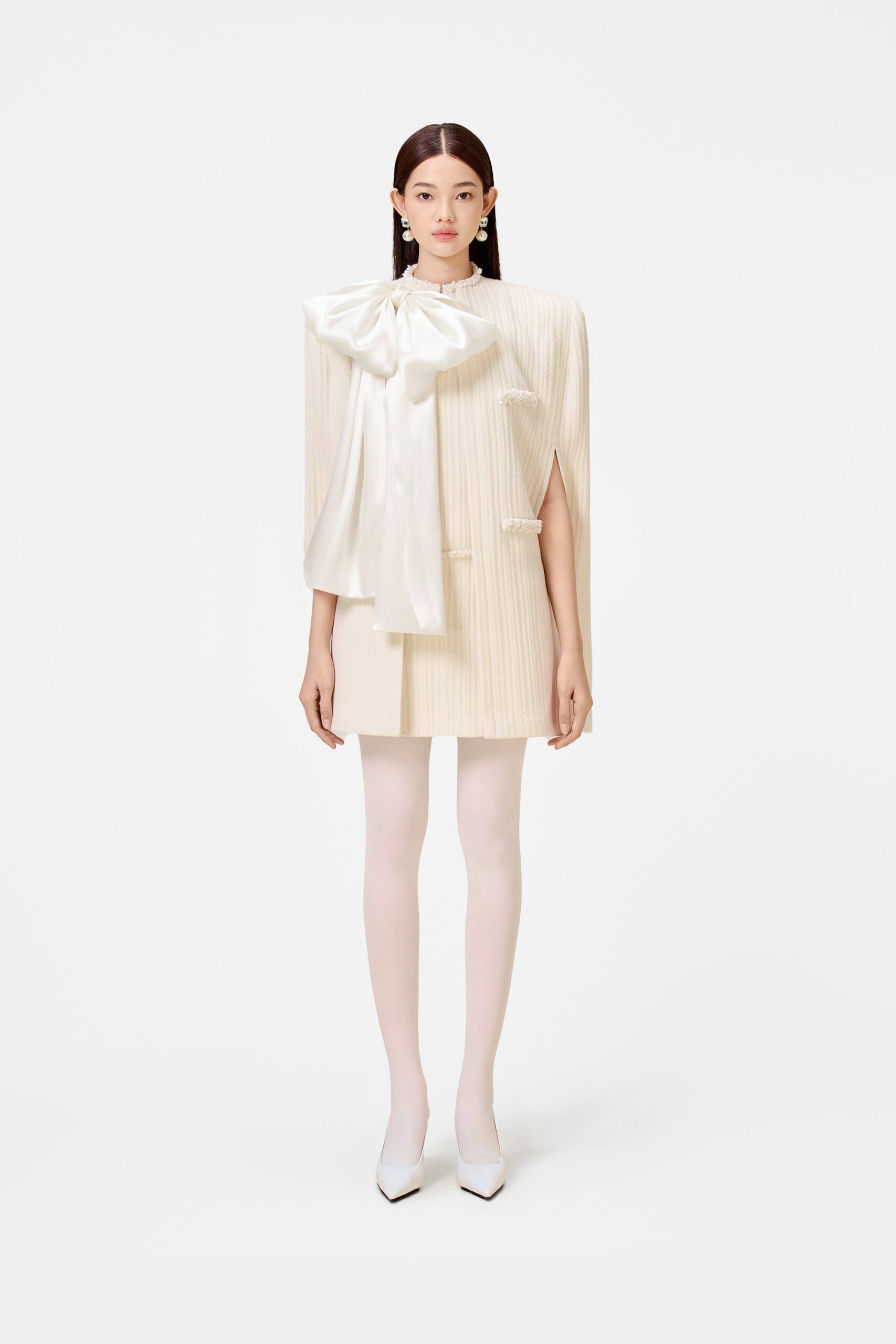 CRYSTAL BEADED KNIT CAPE FOR EVENING