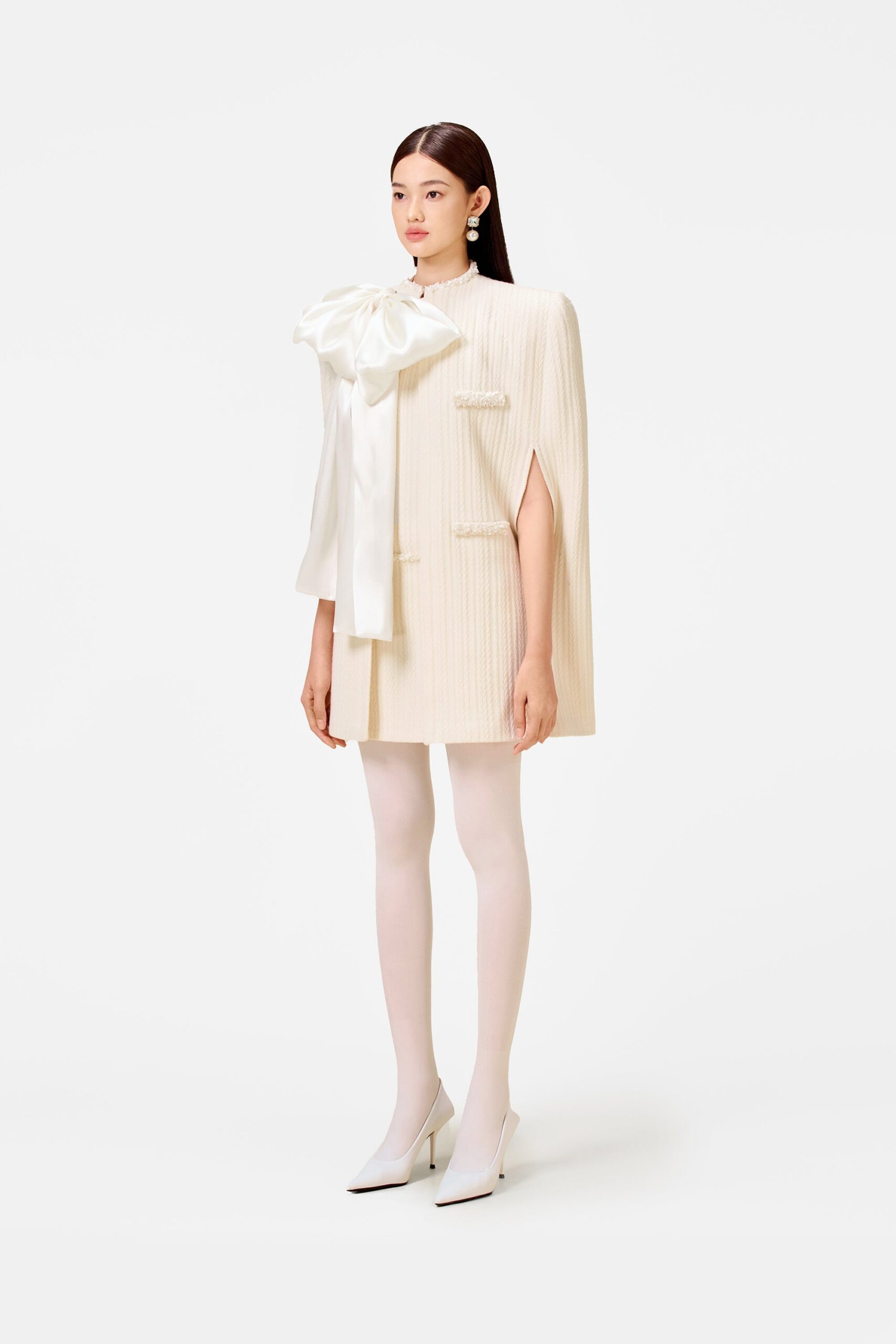 CRYSTAL BEADED KNIT CAPE FOR EVENING