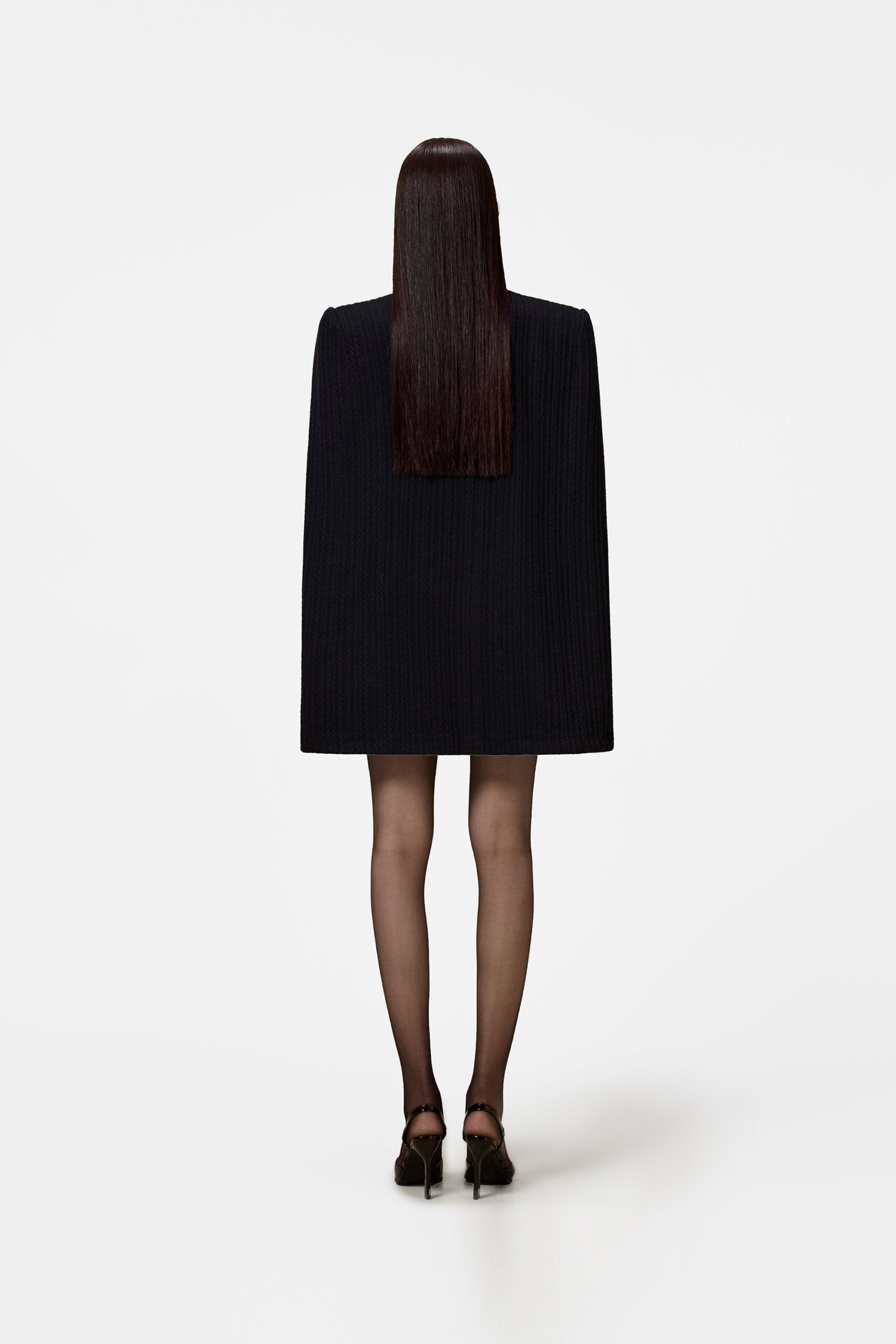BLACK BEADED KNIT CAPE FOR EVENING