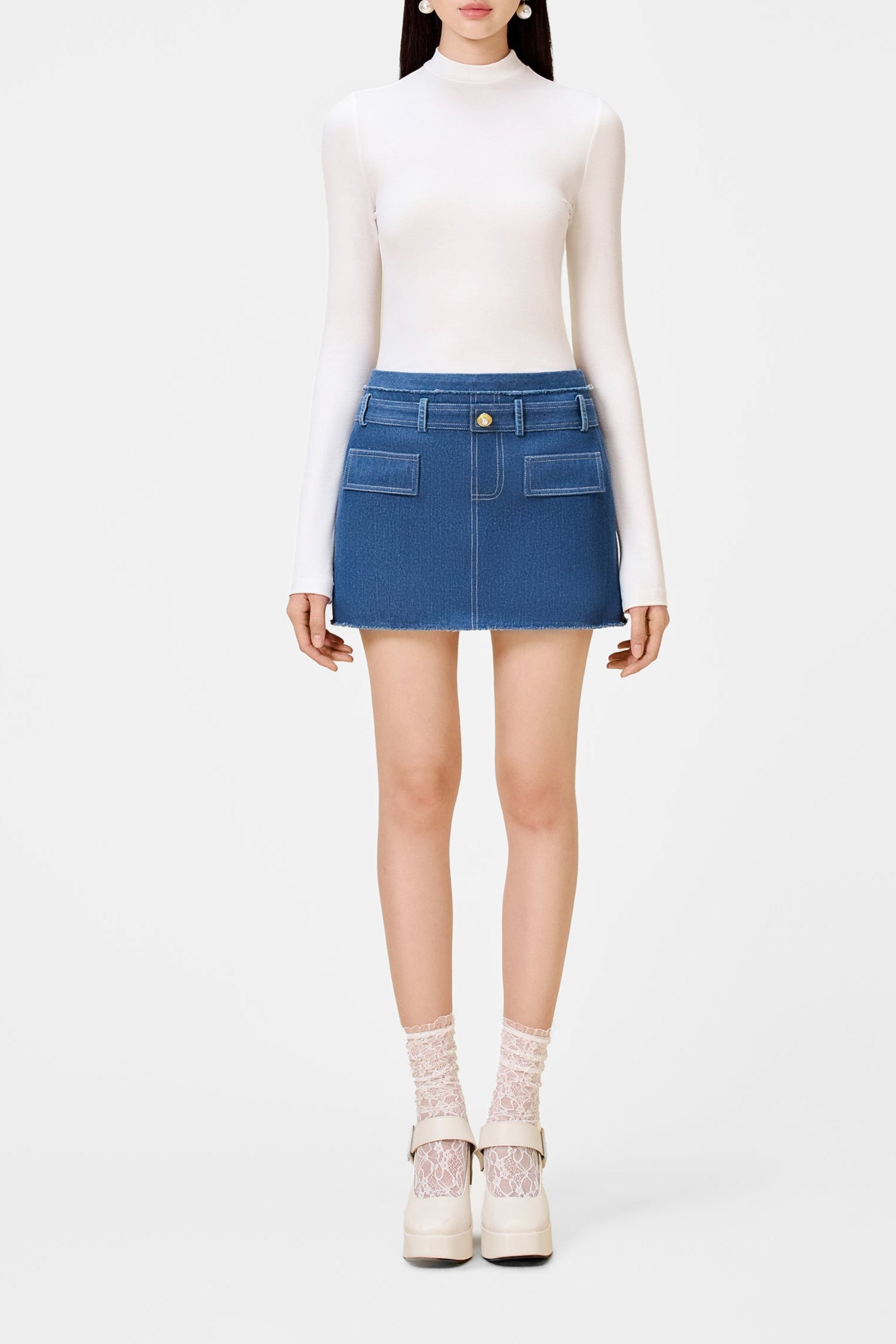 Lobb35286_6b1a983d-a55e-4af4-afad-4984a02c746d CLASSIC DENIM TWEED MINI SKIRT FOR PARTY