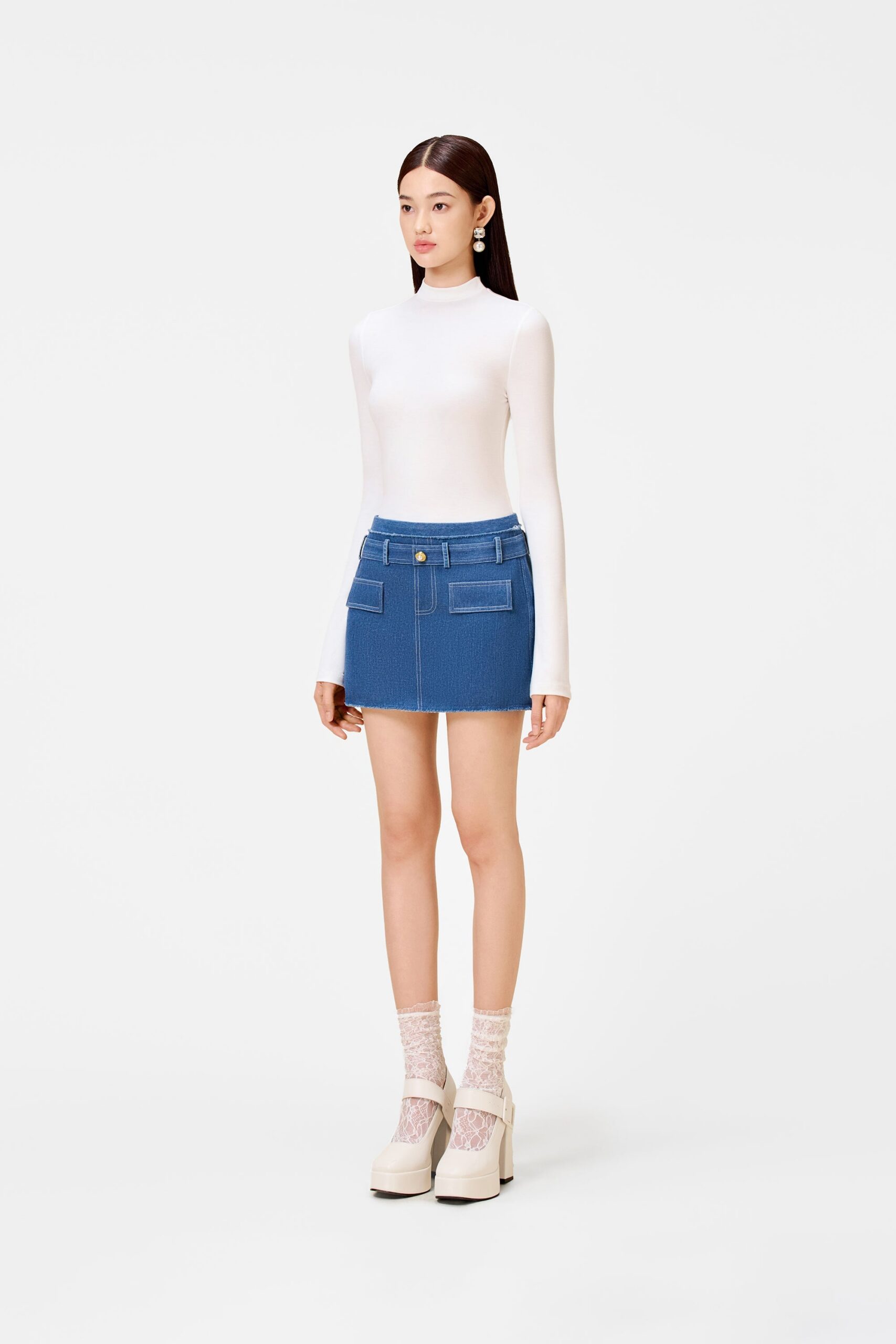 CLASSIC DENIM TWEED MINI SKIRT FOR PARTY