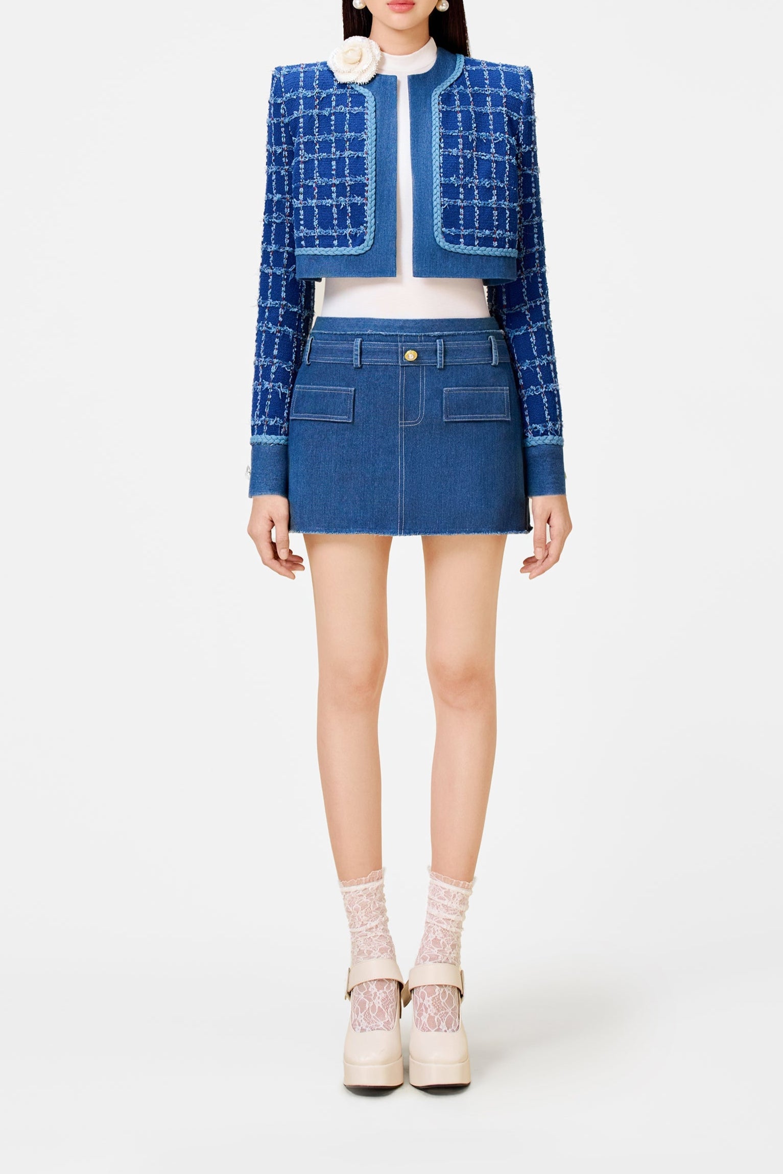 DENIM BLUE TWEED BLAZER FOR EVENTS