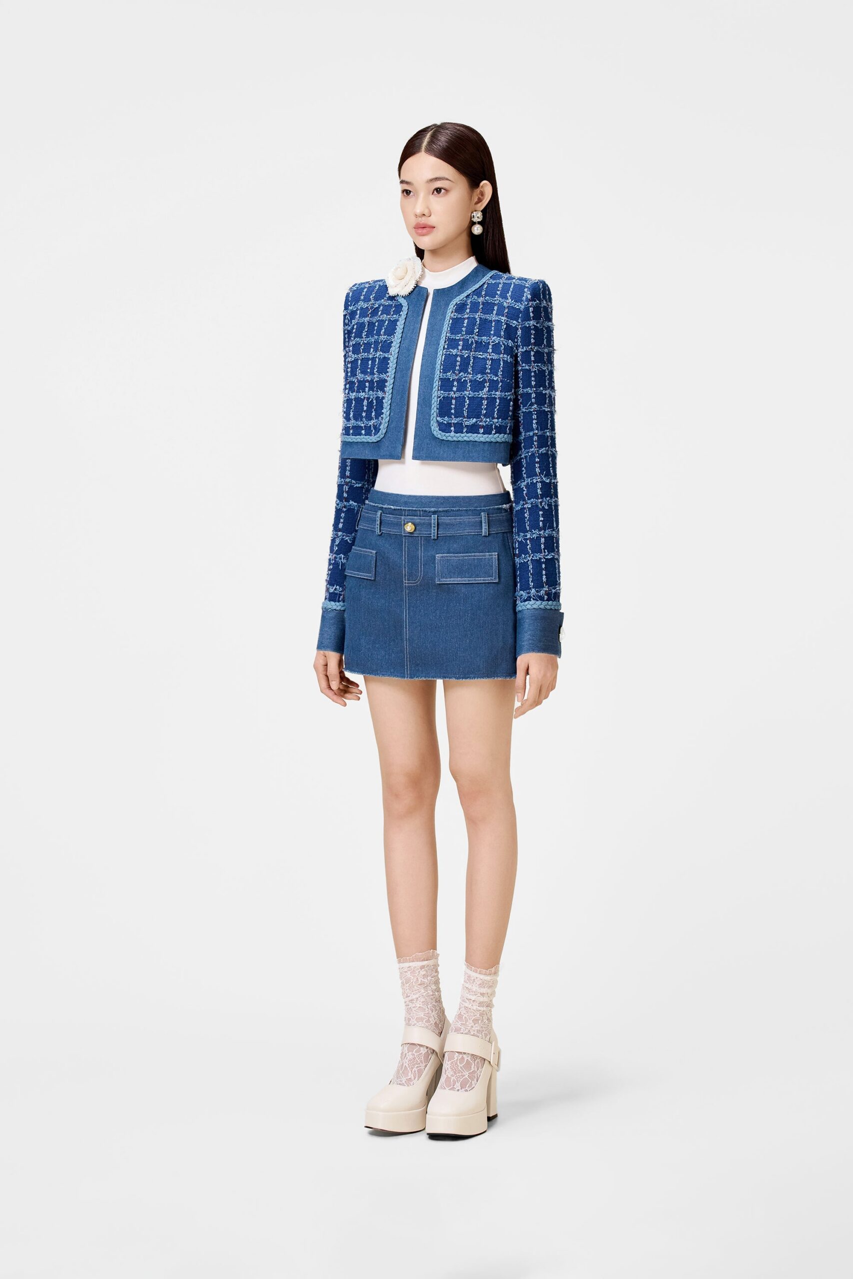 DENIM BLUE TWEED BLAZER FOR EVENTS