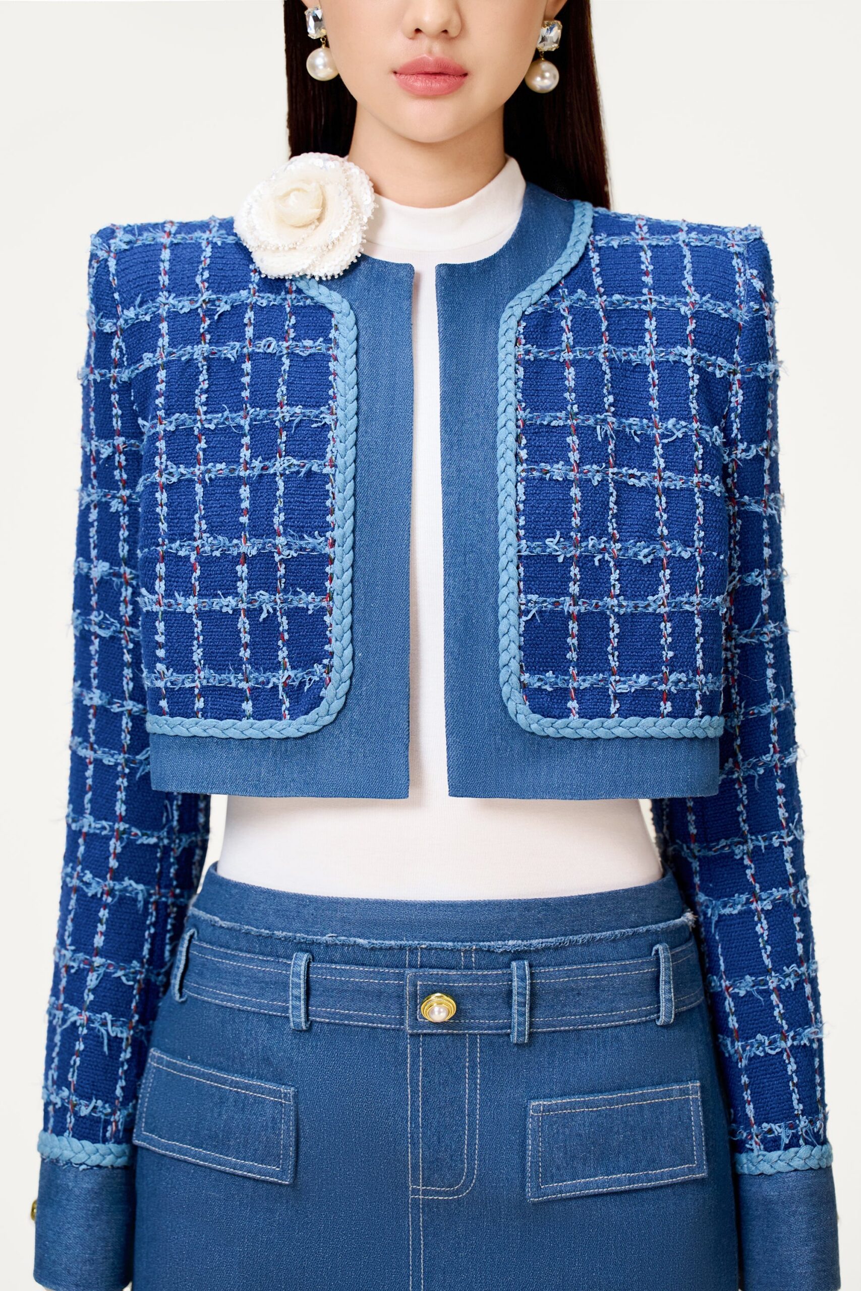 DENIM BLUE TWEED BLAZER FOR EVENTS