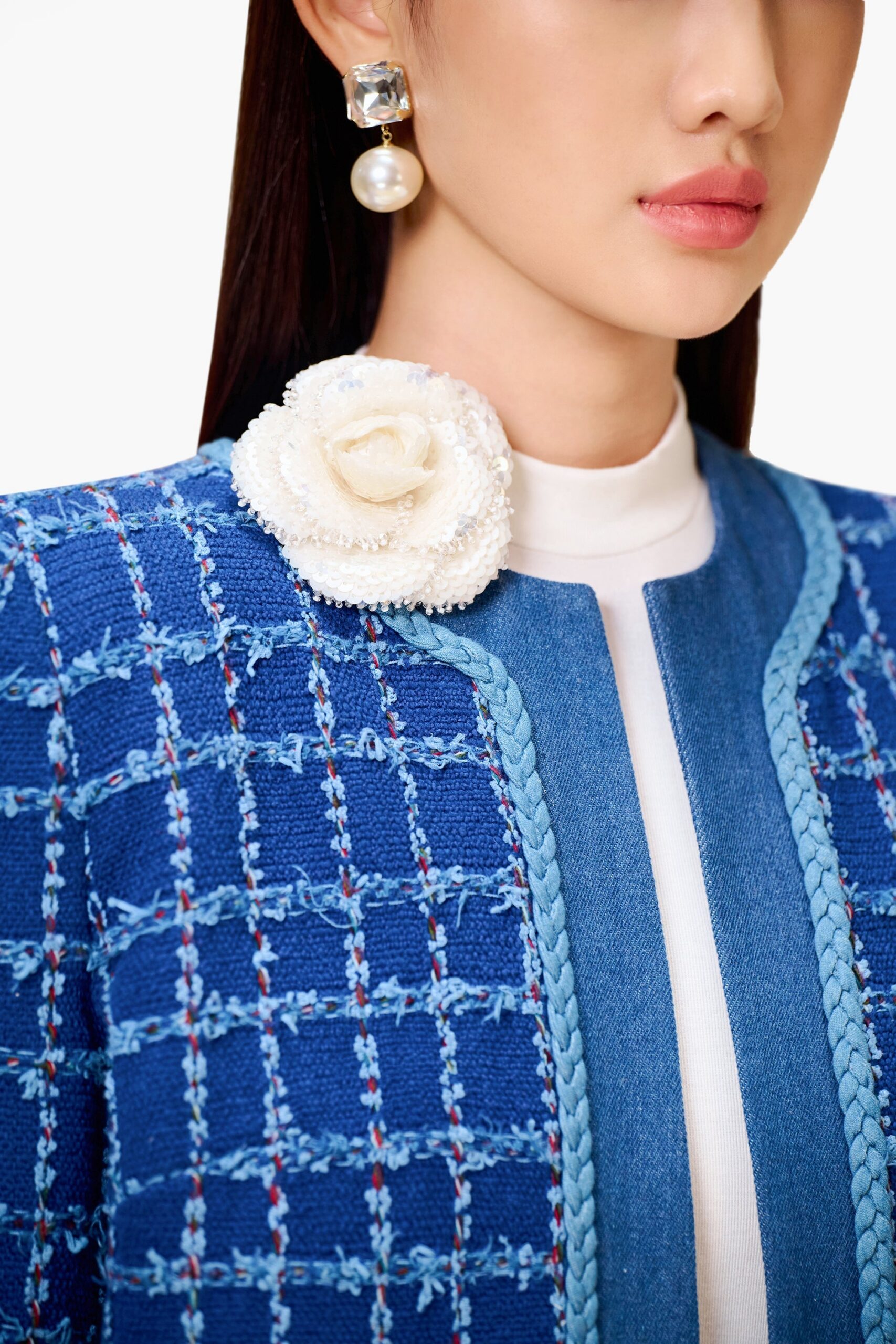 DENIM BLUE TWEED BLAZER FOR EVENTS