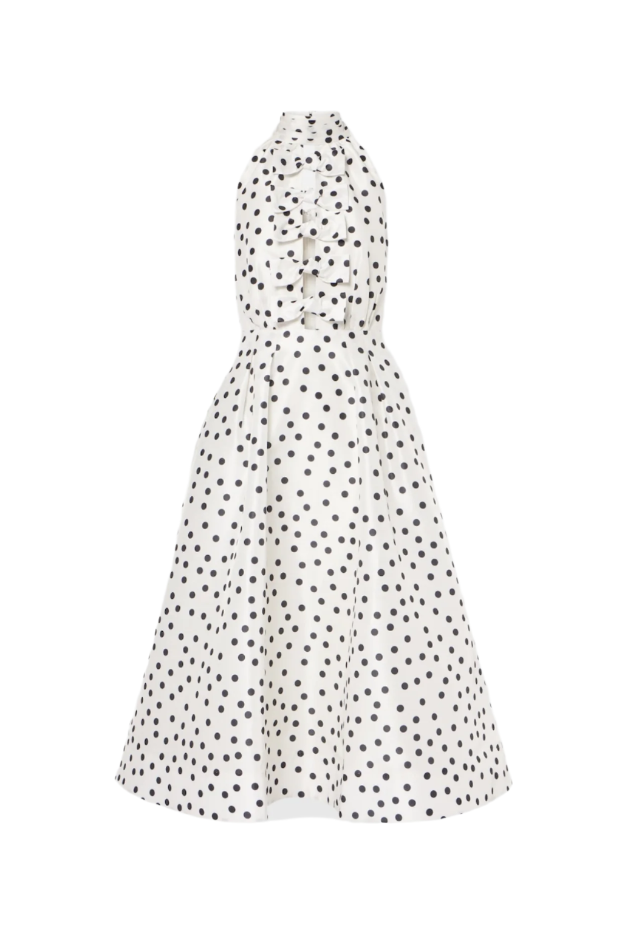 LONDA POLKA DOT HALTER BOW CUTOUT MIDI DRESS