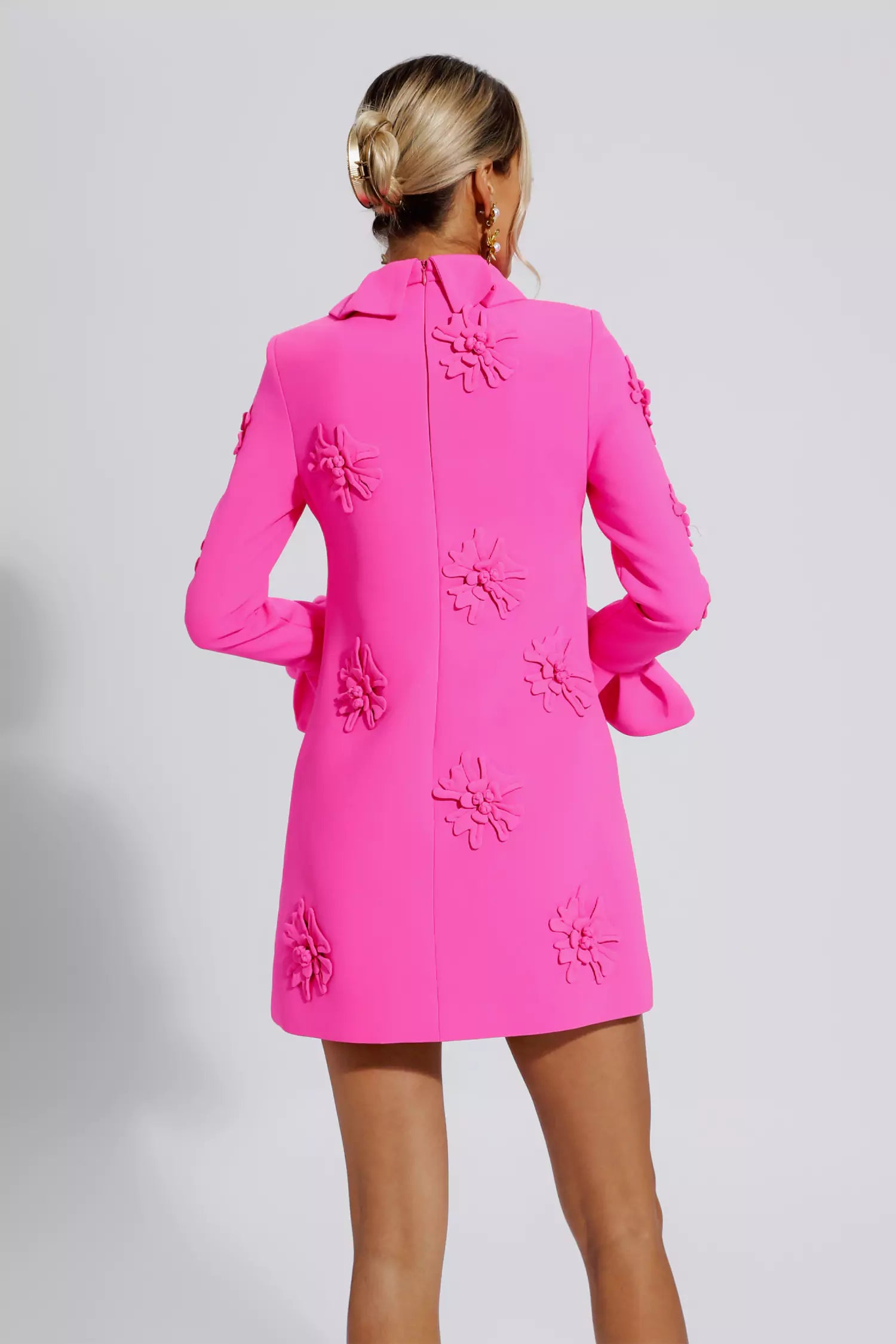 LORELAI PINK JACQUARD FLORAL MINI DRESS