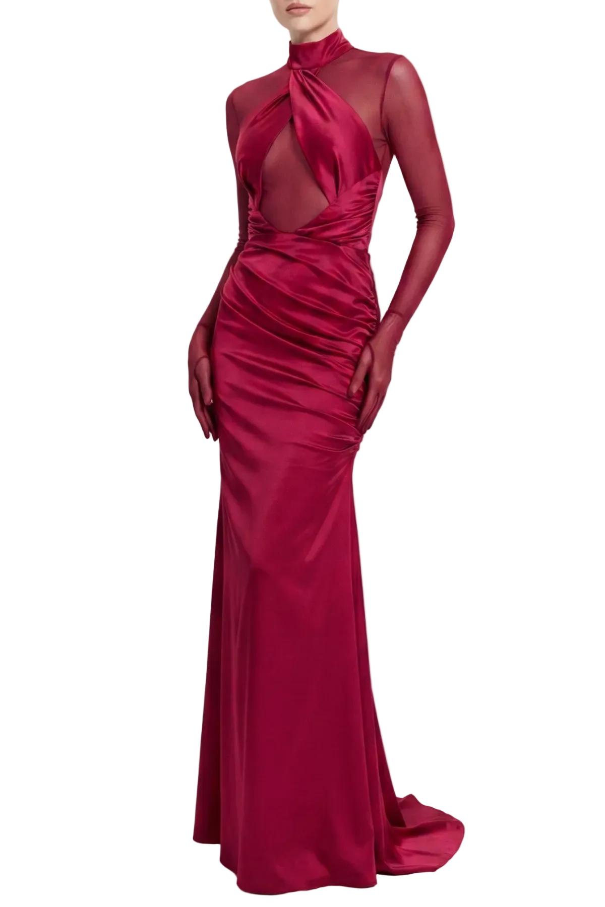 LorereMeshSatinLongSleeveMaxiDress2 MESH SATIN LONG SLEEVE MAXI DRESS FOR WEDDING