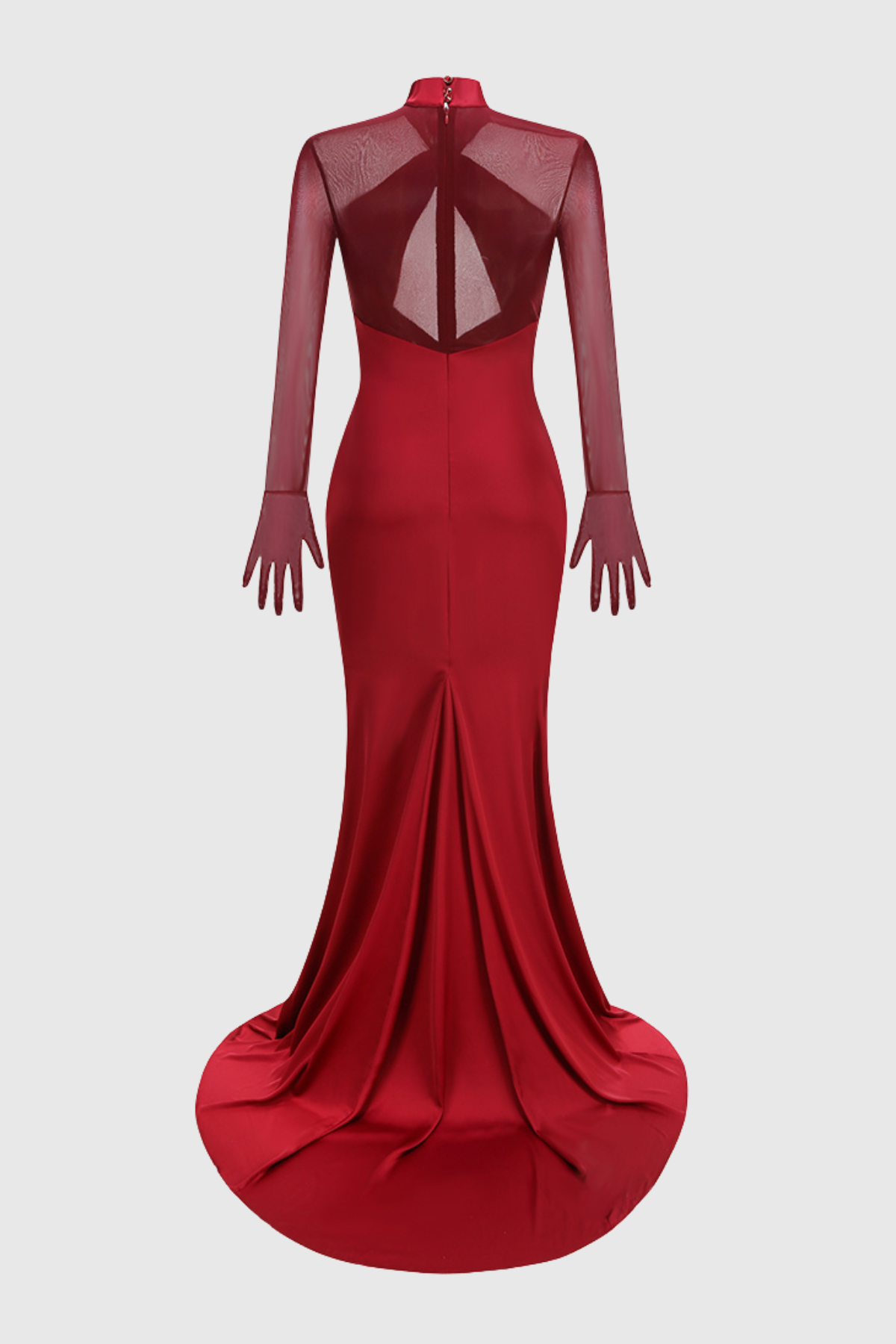 MESH SATIN LONG SLEEVE MAXI DRESS FOR WEDDING