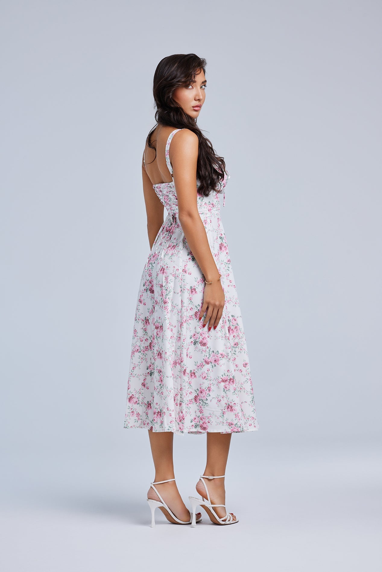 Louisa_Floral_Pink_12 LOUISA BUSTIER MIDI DRESS FOR WEDDING GUEST