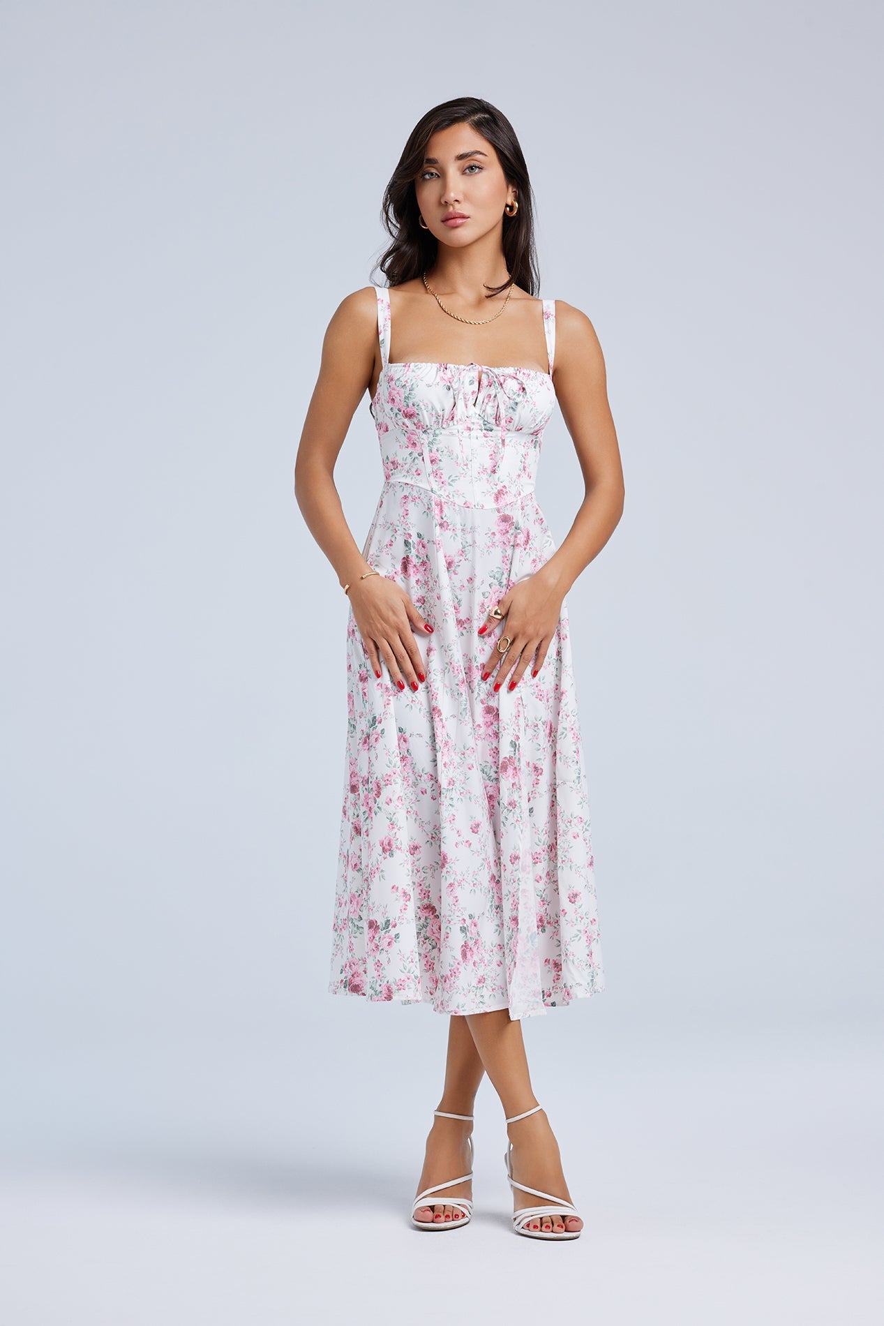 Louisa_Floral_Pink_22 LOUISA BUSTIER MIDI DRESS FOR WEDDING GUEST
