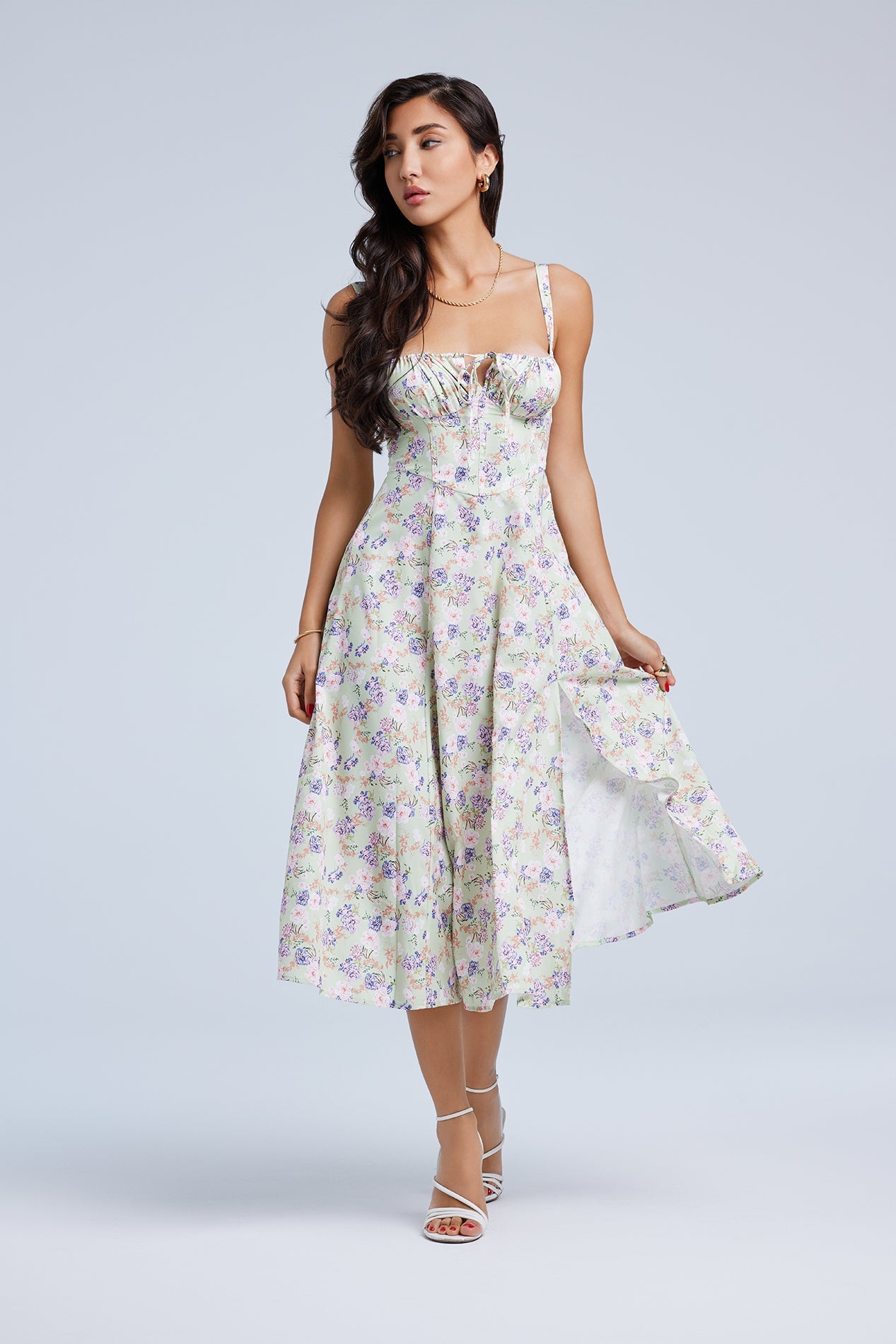 Louisa_Floral_Sage_5 LOUISA BUSTIER MIDI DRESS FOR WEDDING GUEST