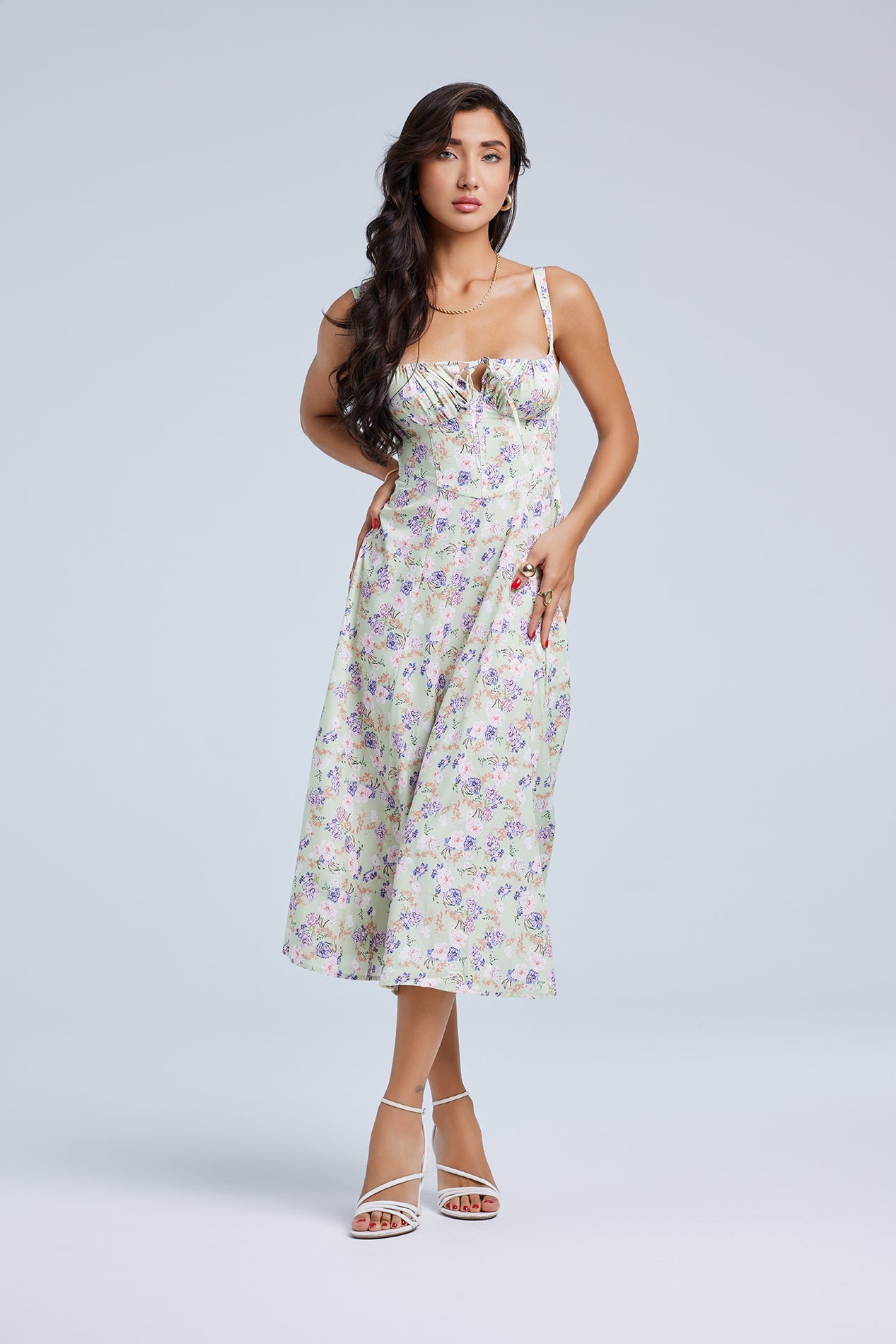 Louisa_Floral_Sage_7 LOUISA BUSTIER MIDI DRESS FOR WEDDING GUEST