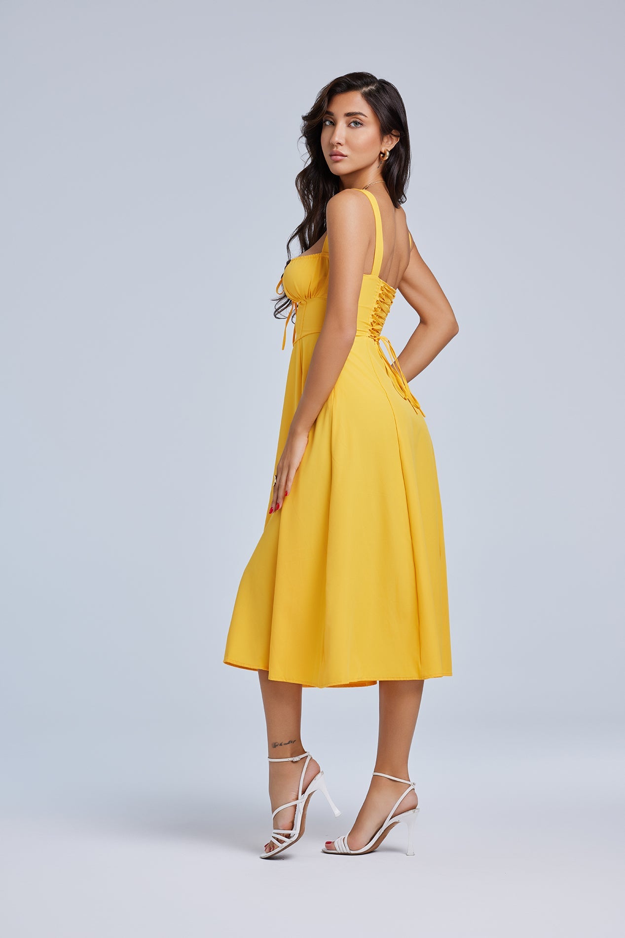 LOUISA BUSTIER MIDI DRESS FOR WEDDING GUEST