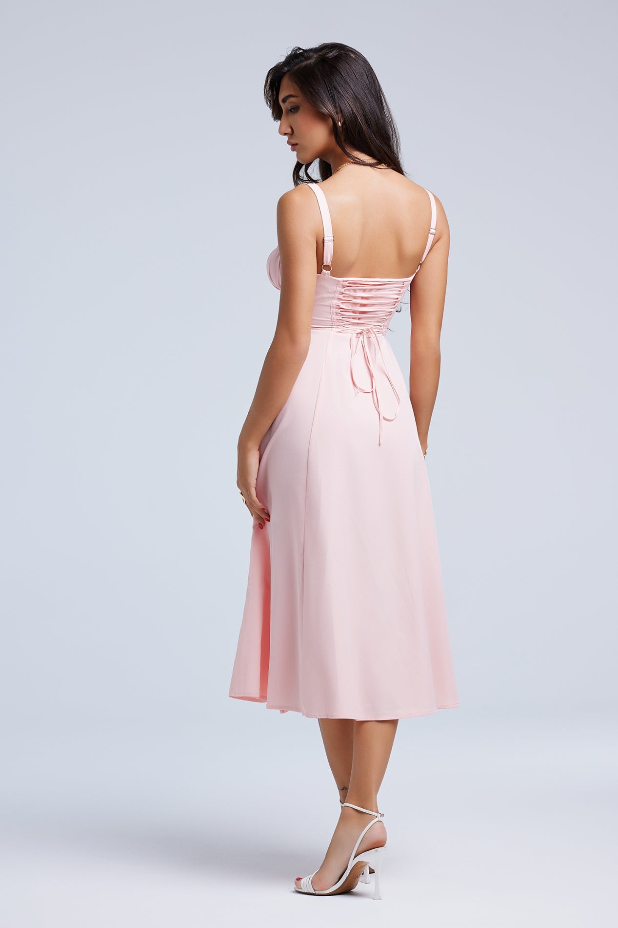 LOUISA BUSTIER MIDI DRESS FOR WEDDING GUEST