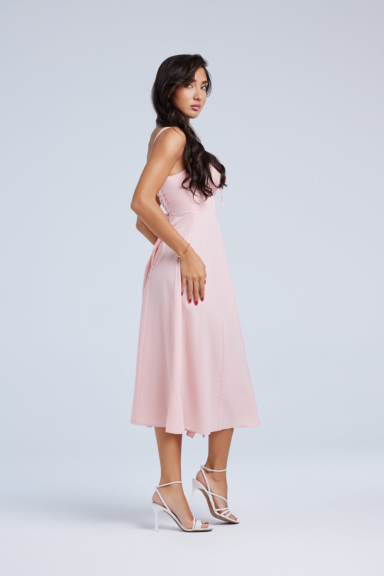 LOUISA BUSTIER MIDI DRESS FOR WEDDING GUEST
