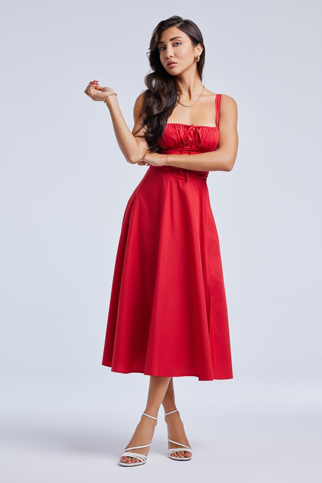 LOUISA BUSTIER MIDI DRESS FOR WEDDING GUEST
