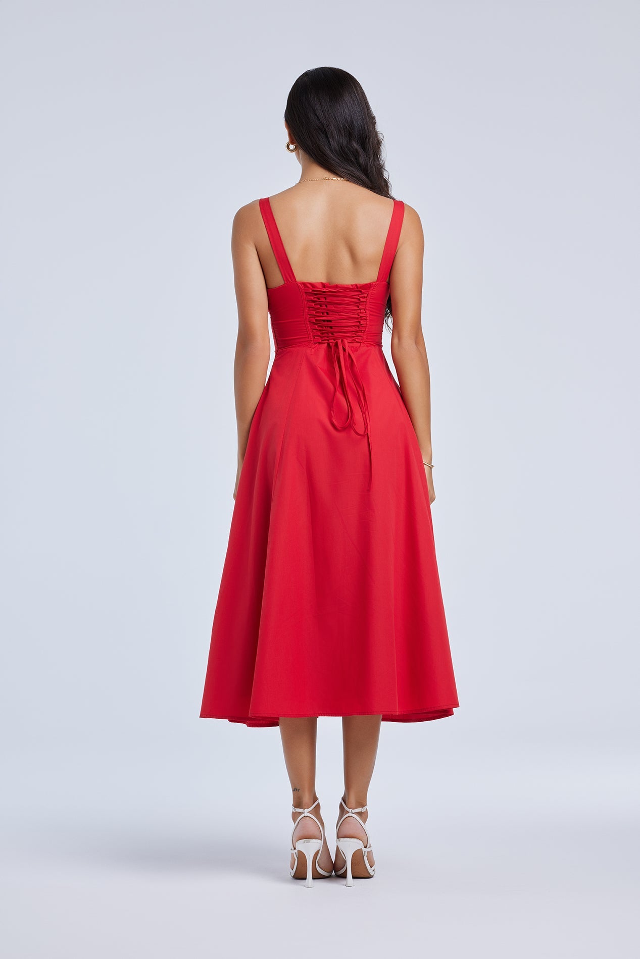 LOUISA BUSTIER MIDI DRESS FOR WEDDING GUEST