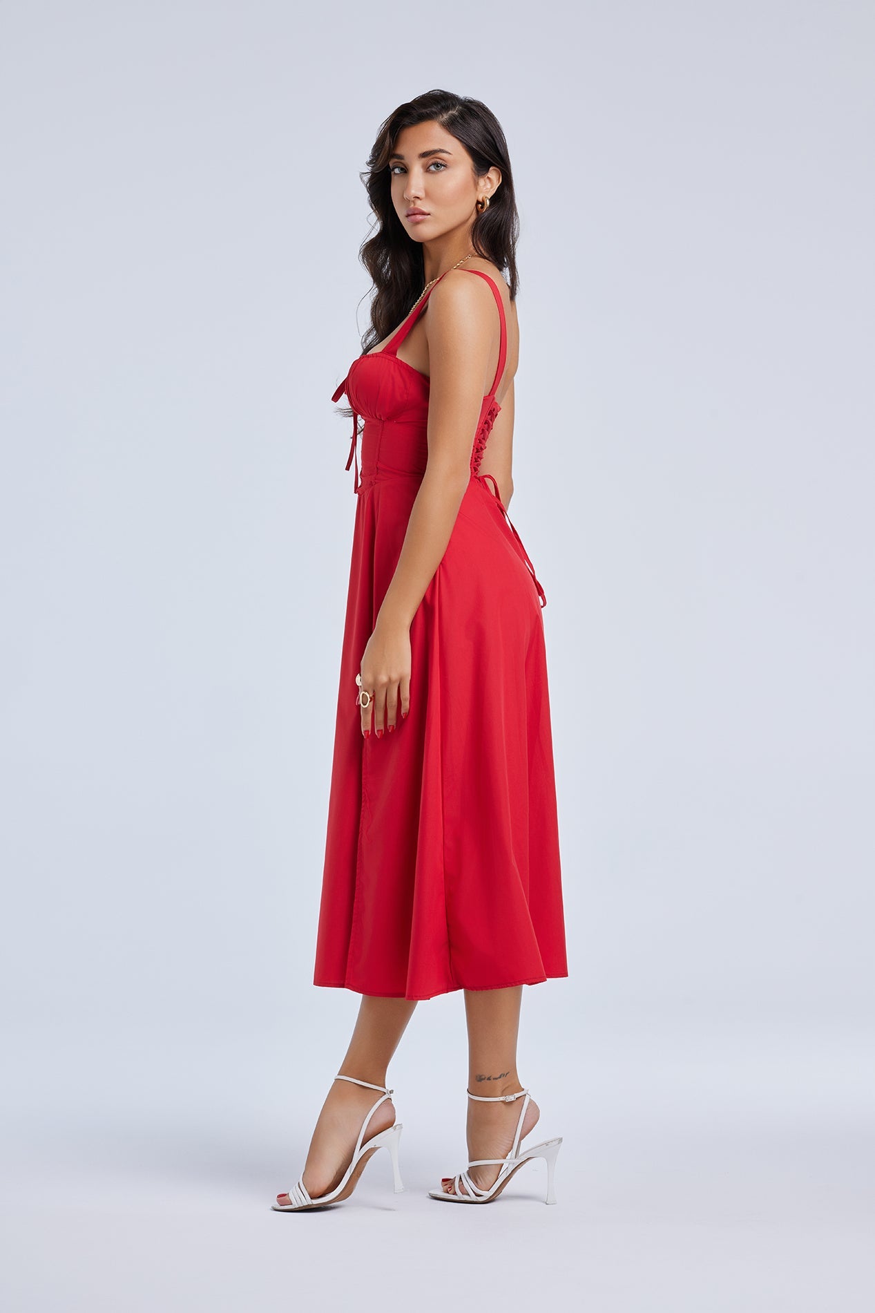 LOUISA BUSTIER MIDI DRESS FOR WEDDING GUEST
