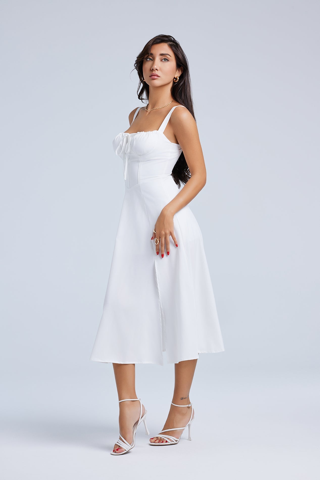Louisa_White_5 LOUISA BUSTIER MIDI DRESS FOR WEDDING GUEST