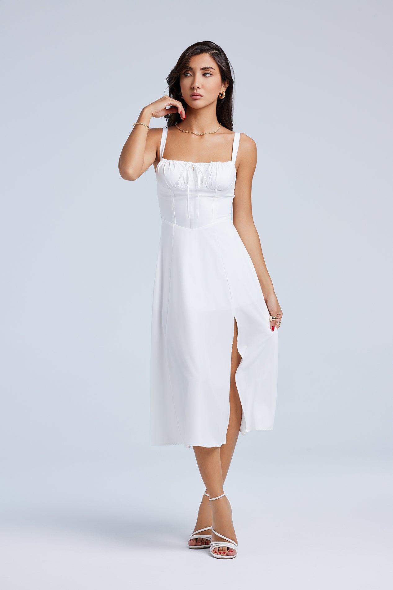Louisa_White_8 LOUISA BUSTIER MIDI DRESS FOR WEDDING GUEST