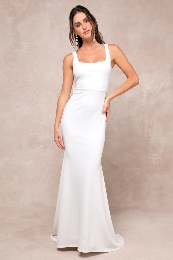 LovingFateWhiteBowSquareNeckBacklessMaxiDress_1 LOVING FATE WHITE BOW BACKLESS SQUARE NECK MAXI DRESS