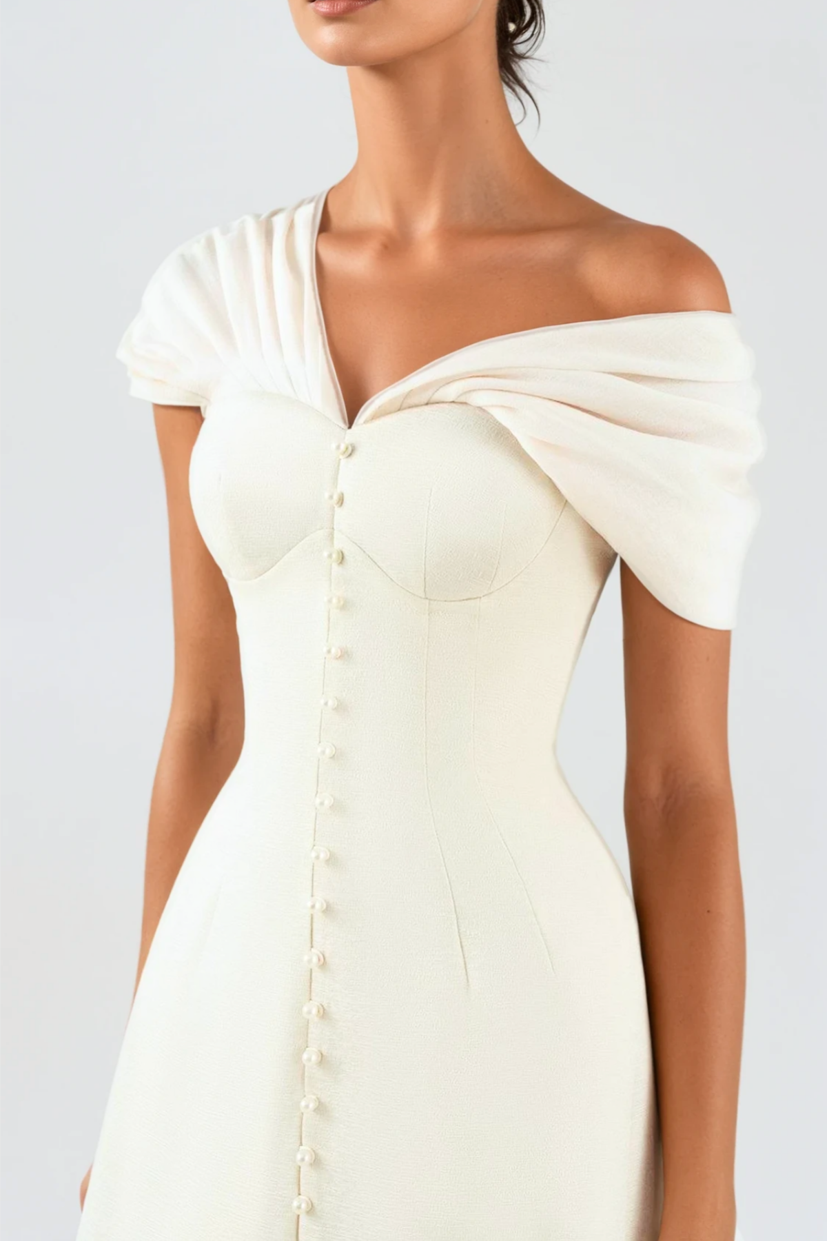 LUZASA OFF-SHOULDER WHITE MINI DRESS - WEDDING GUEST