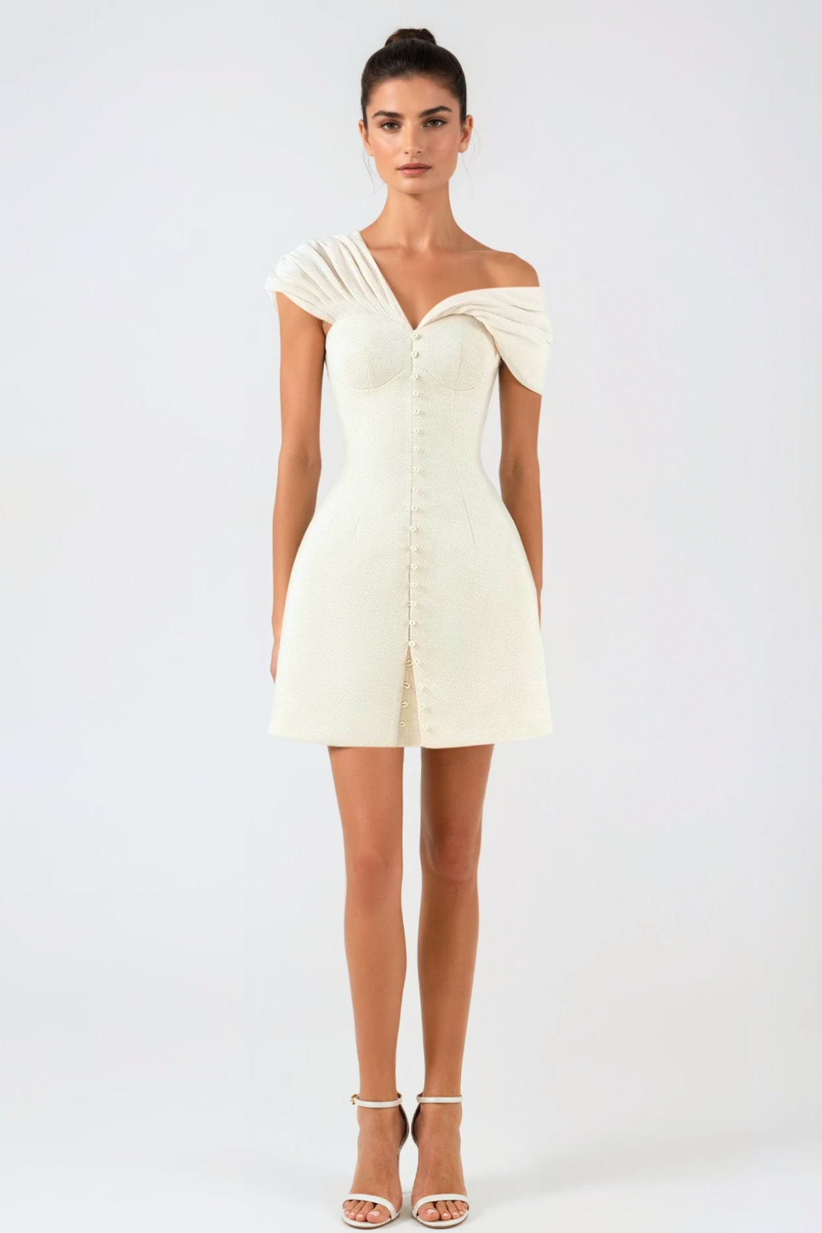 LUZASA OFF-SHOULDER WHITE MINI DRESS - WEDDING GUEST