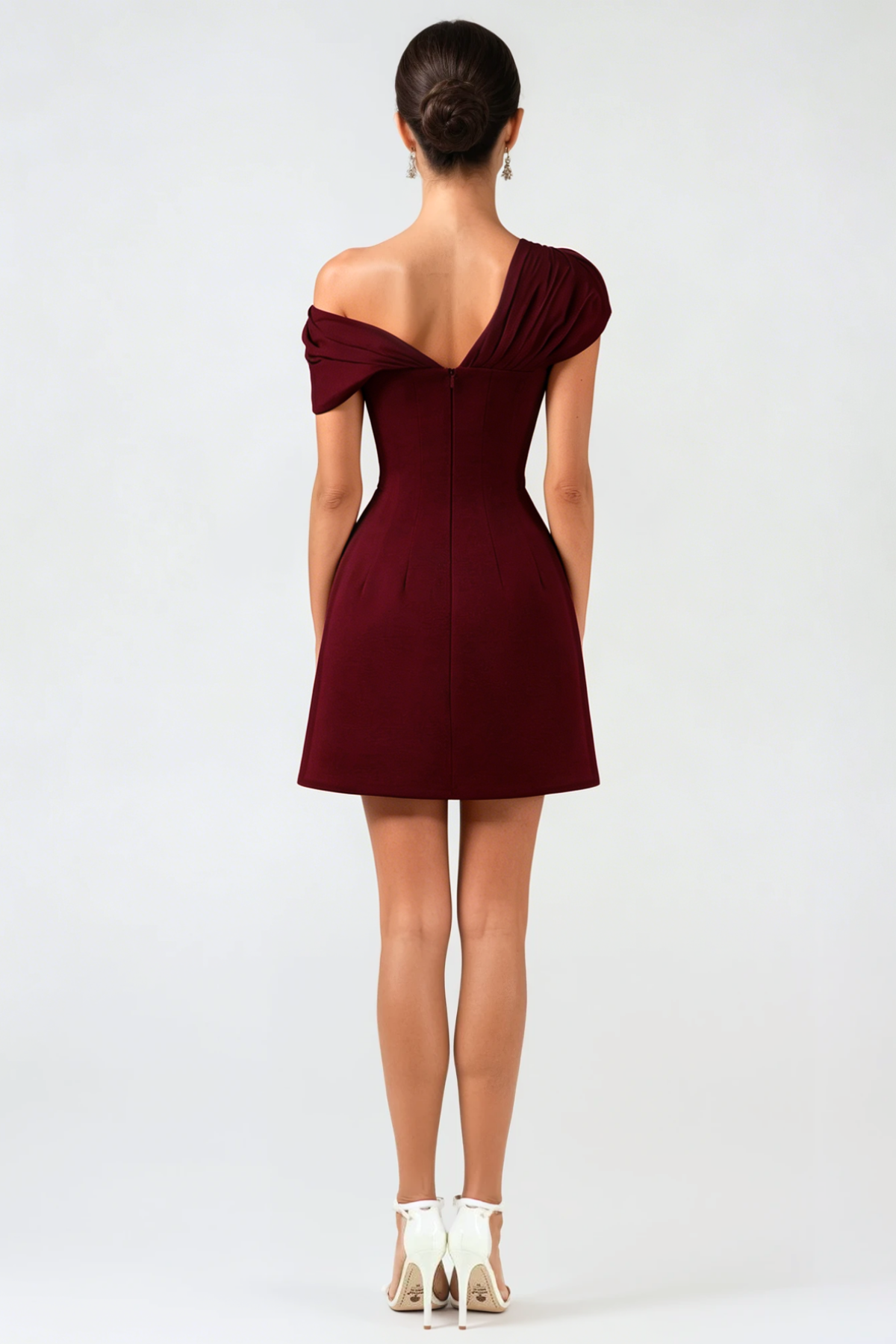 LUZASA OFF-SHOULDER MINI DRESS WINE
