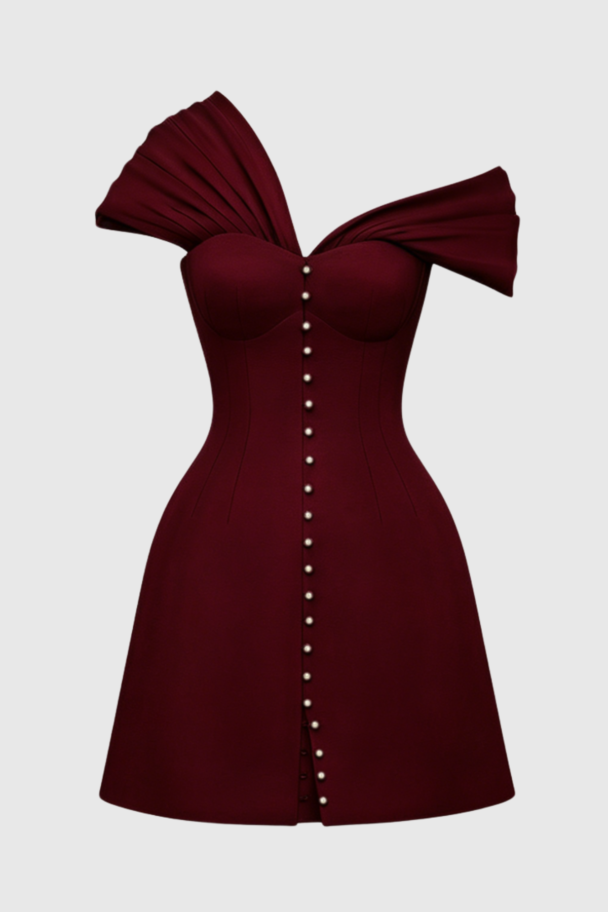 LUZASA OFF-SHOULDER MINI DRESS WINE