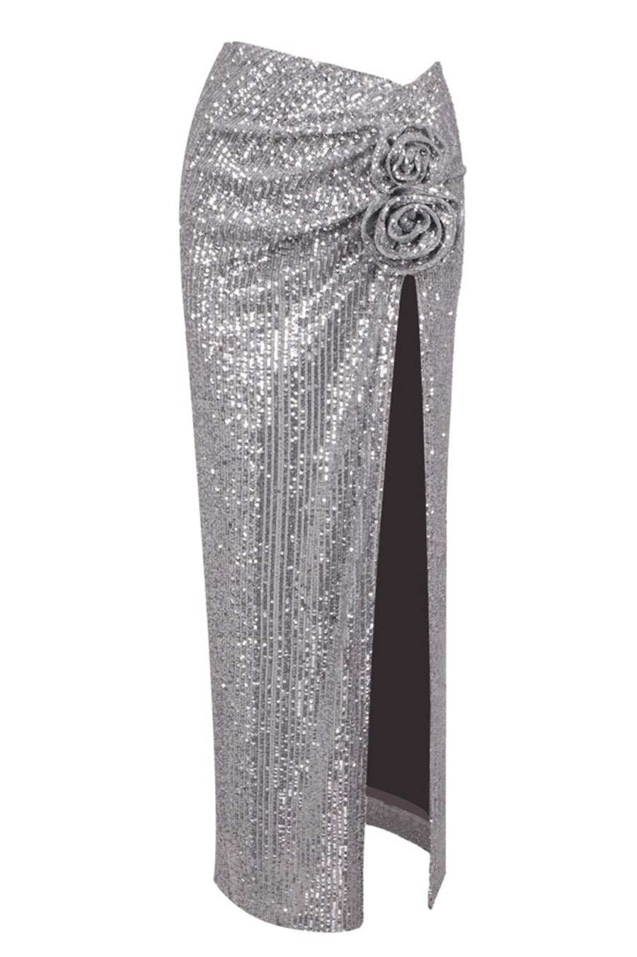LYRIC SEQUIN FLORAL SLIT MAXI SKIRT FOR EVENING