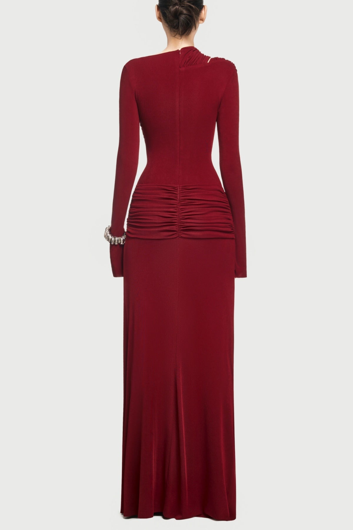 LYSANDER ASYMMETRIC CUTOUT MAXI DRESS - RED