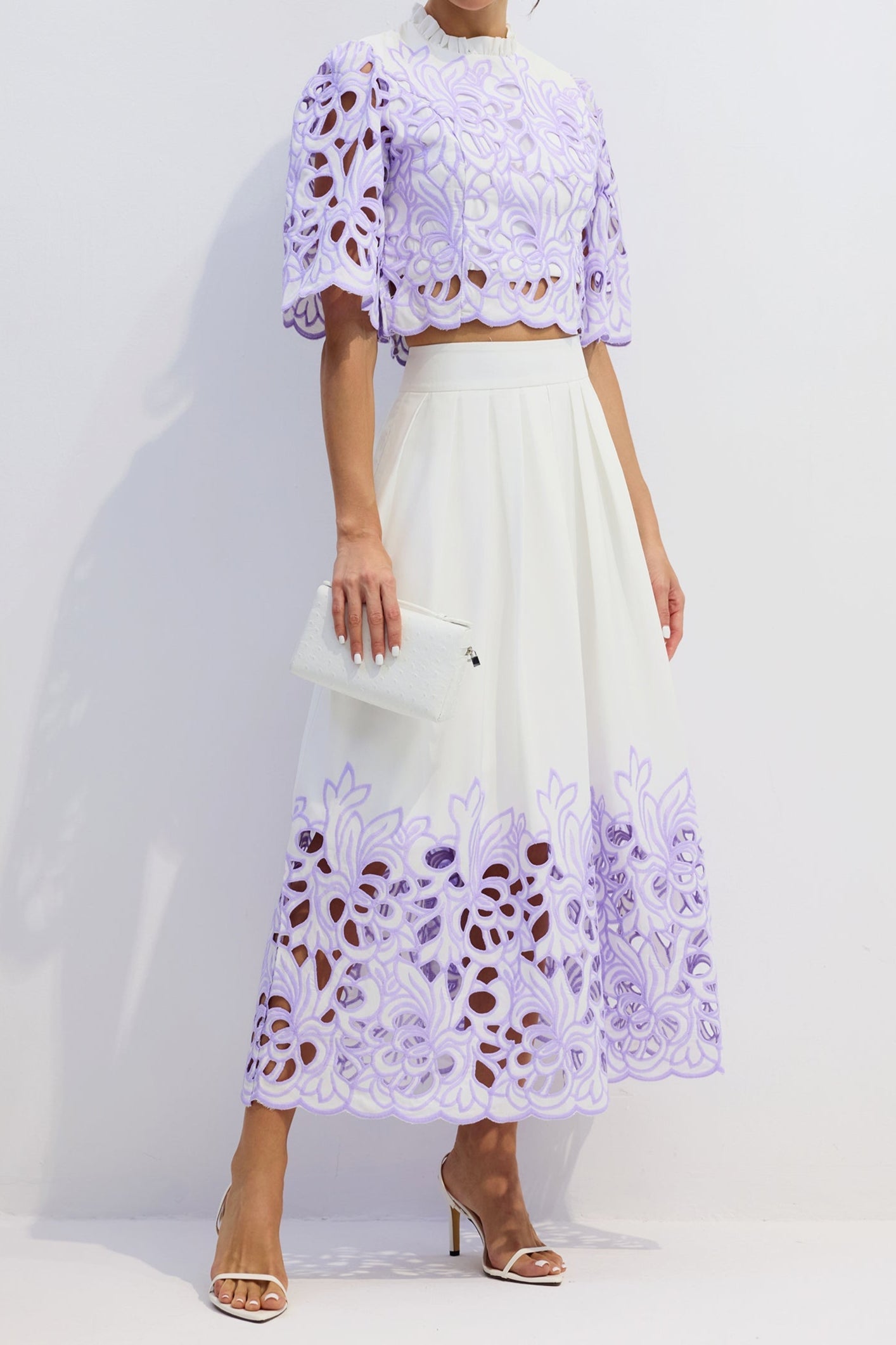 DIANA FLORAL EMBROIDERED TWO-PIECE SET PURPLE