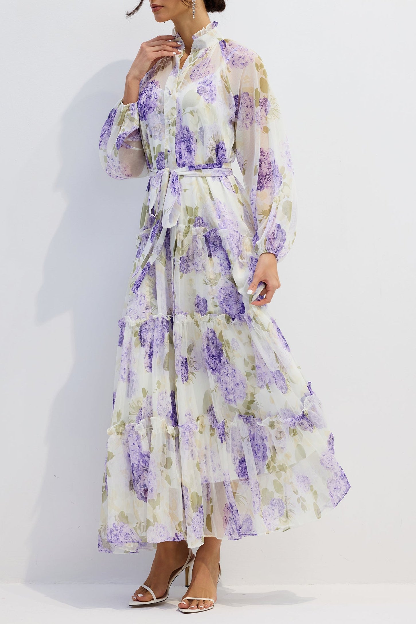 MURRAY FLORAL CHIFFON MAXI DRESS FOR WEDDING GUEST
