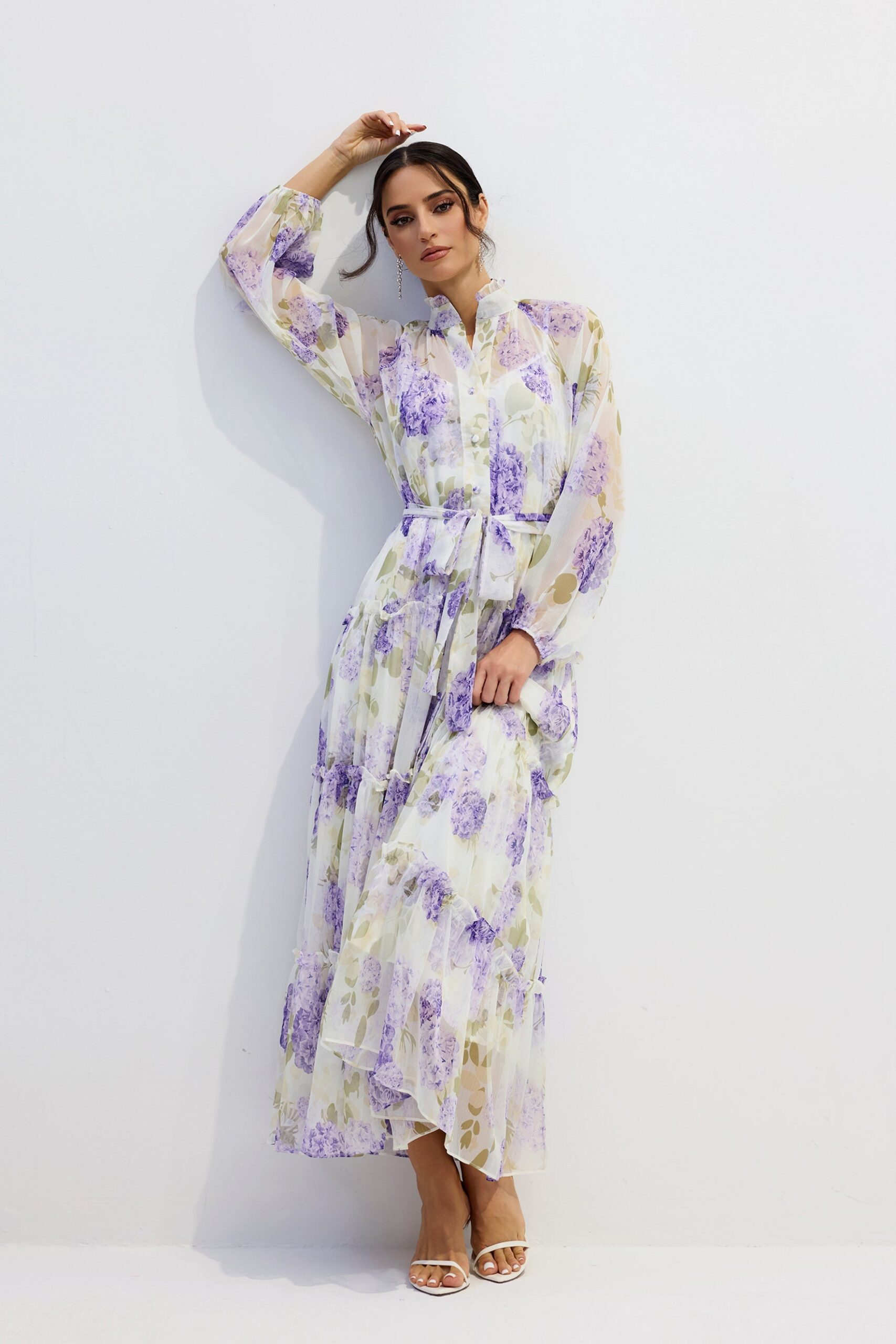 MURRAY FLORAL CHIFFON MAXI DRESS FOR WEDDING GUEST