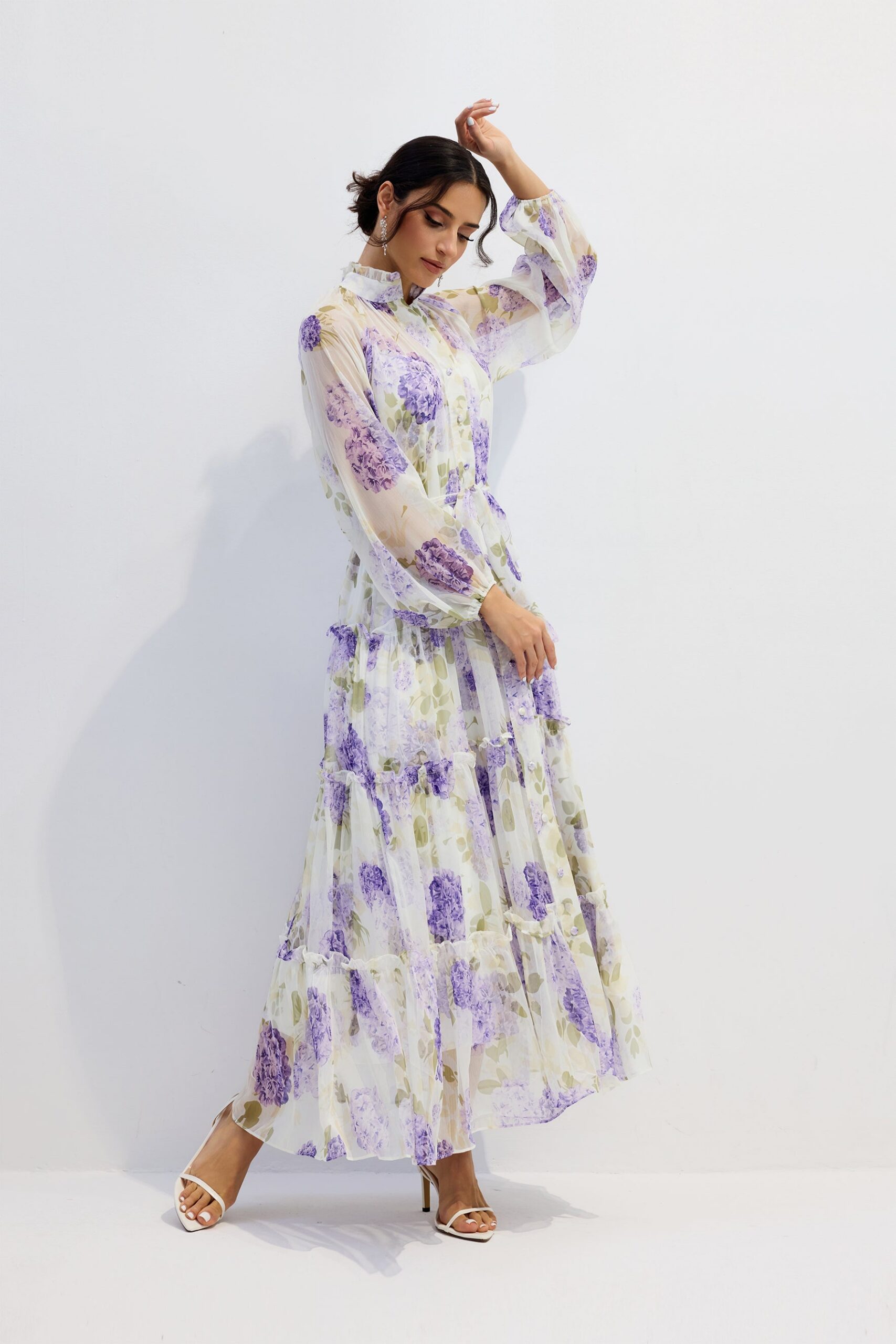MURRAY FLORAL CHIFFON MAXI DRESS FOR WEDDING GUEST