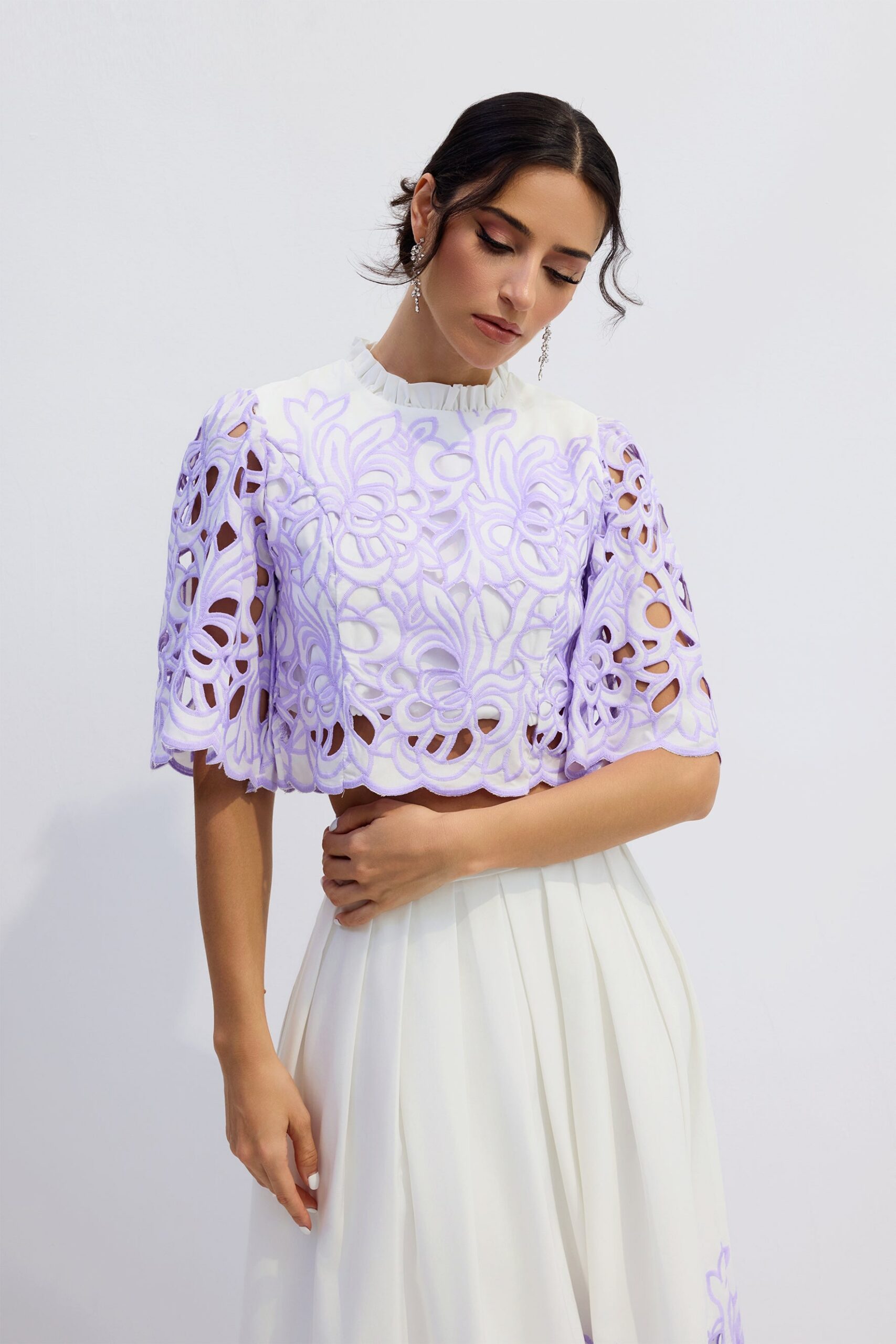 DIANA FLORAL EMBROIDERED TWO-PIECE SET PURPLE